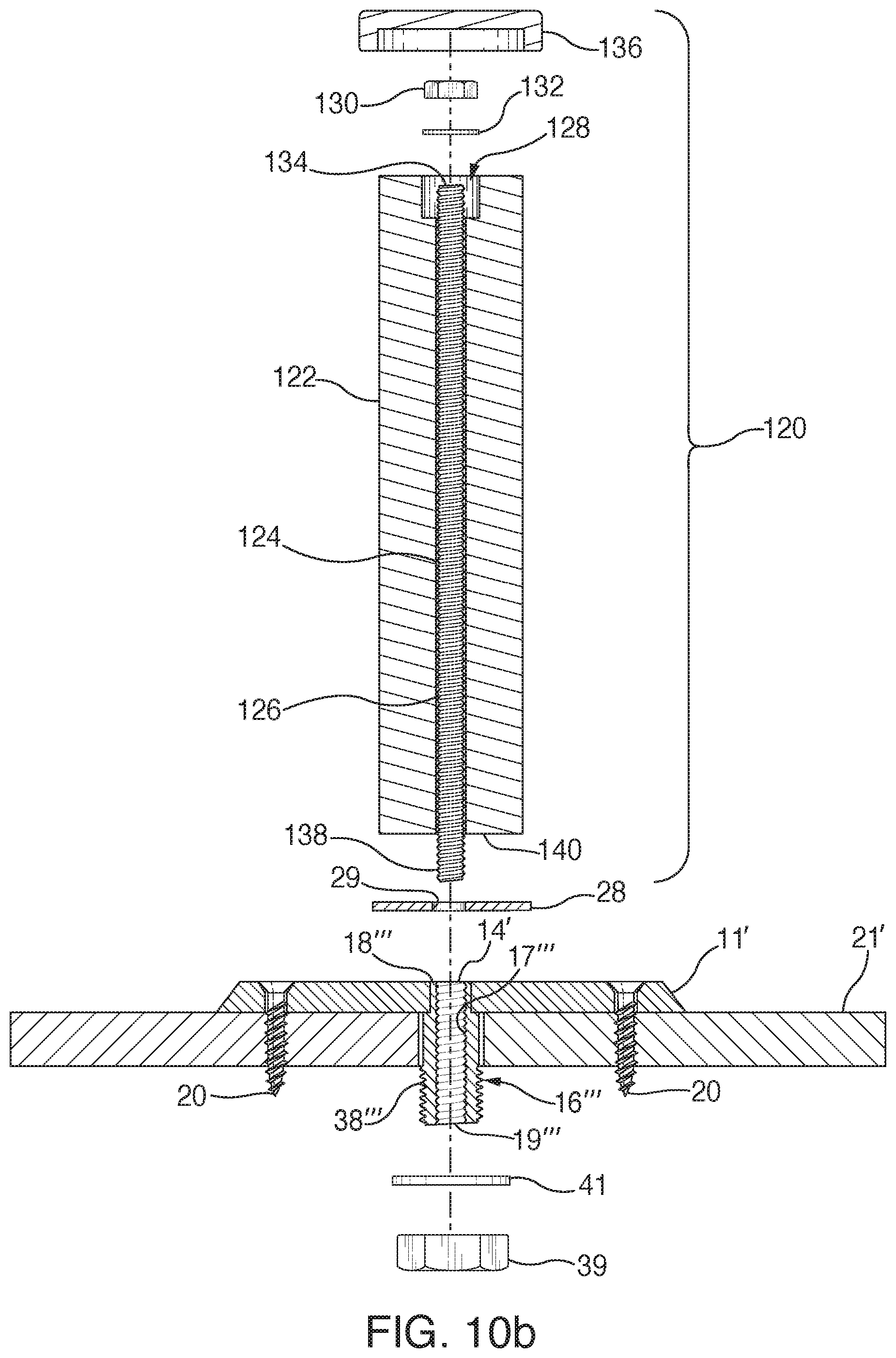 Patent US12104344 Figure 12 – Anchor and railing assembly