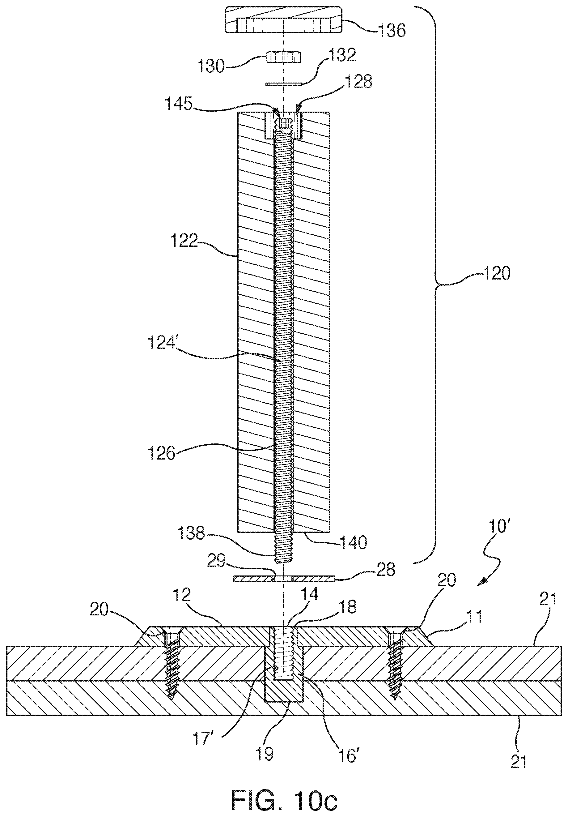 Patent US12104344 Figure 13 – Anchor and railing assembly