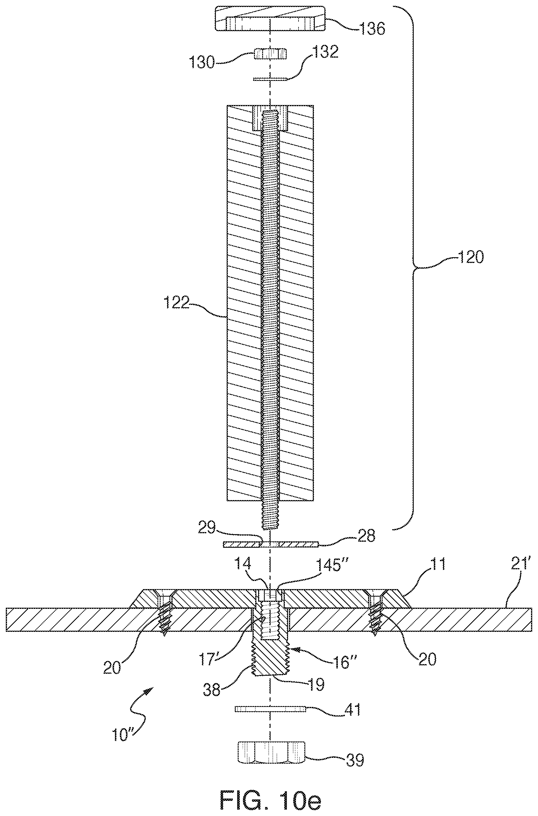 Patent US12104344 Figure 15 – Anchor and railing assembly
