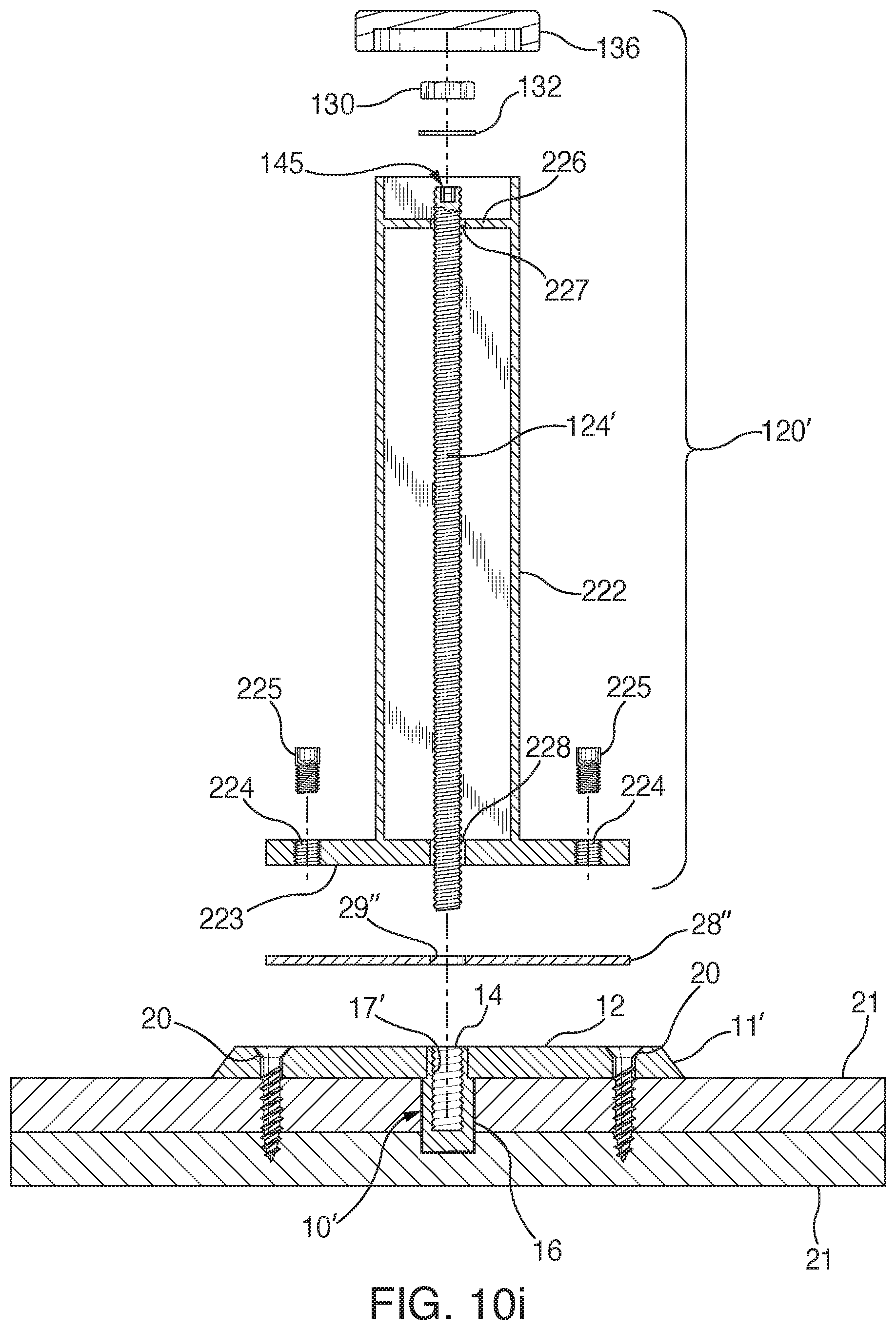 Patent US12104344 Figure 19 – Anchor and railing assembly