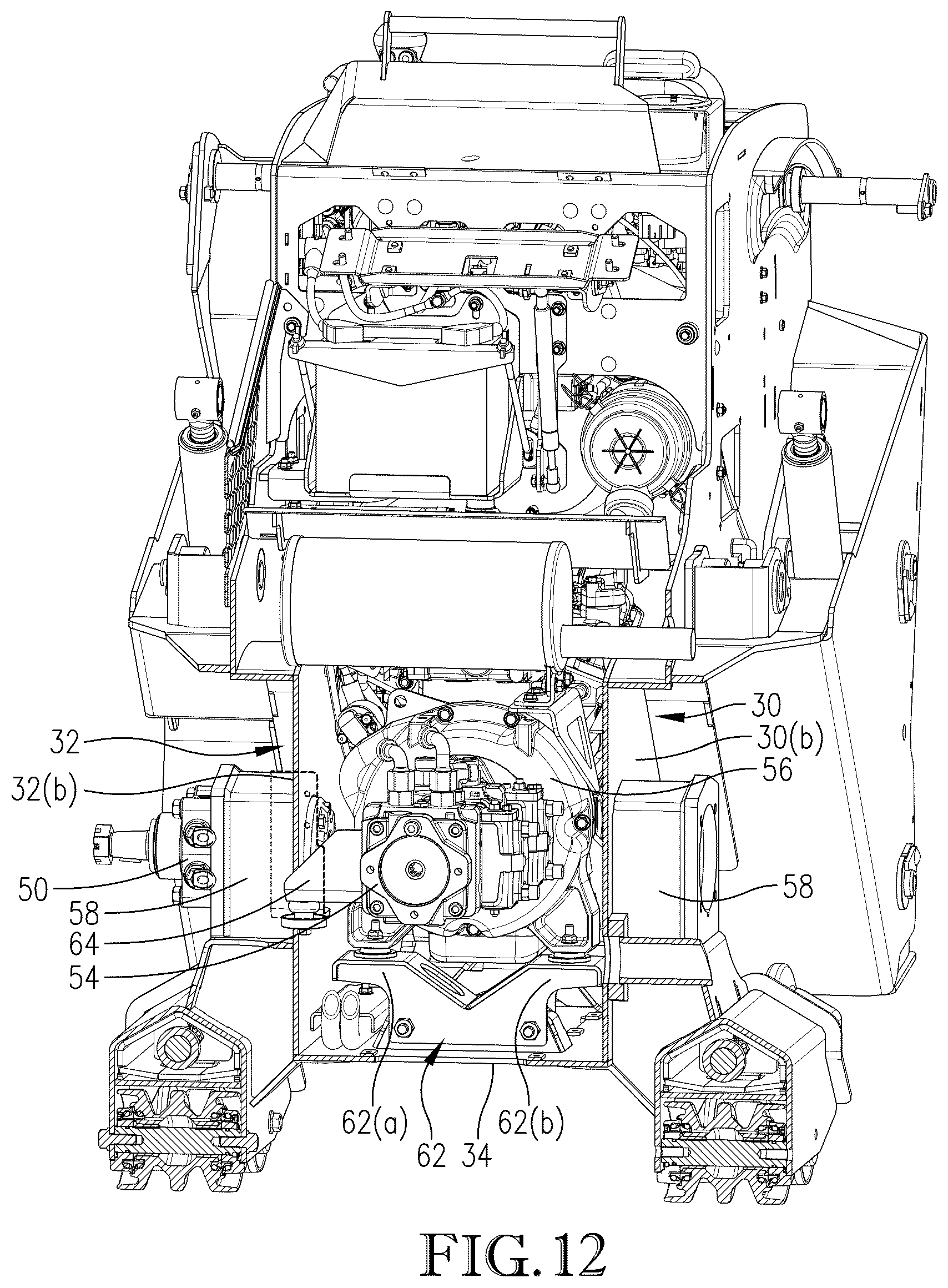 Patent US12104348 Figure 12 – Loader with improved arm path
