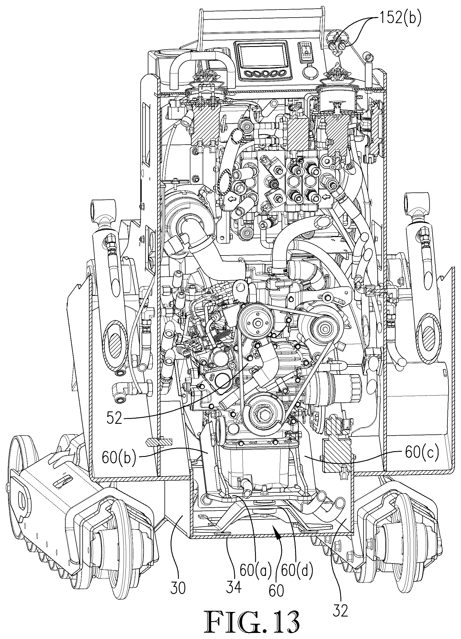 Patent US12104348 Figure 13 – Loader with improved arm path
