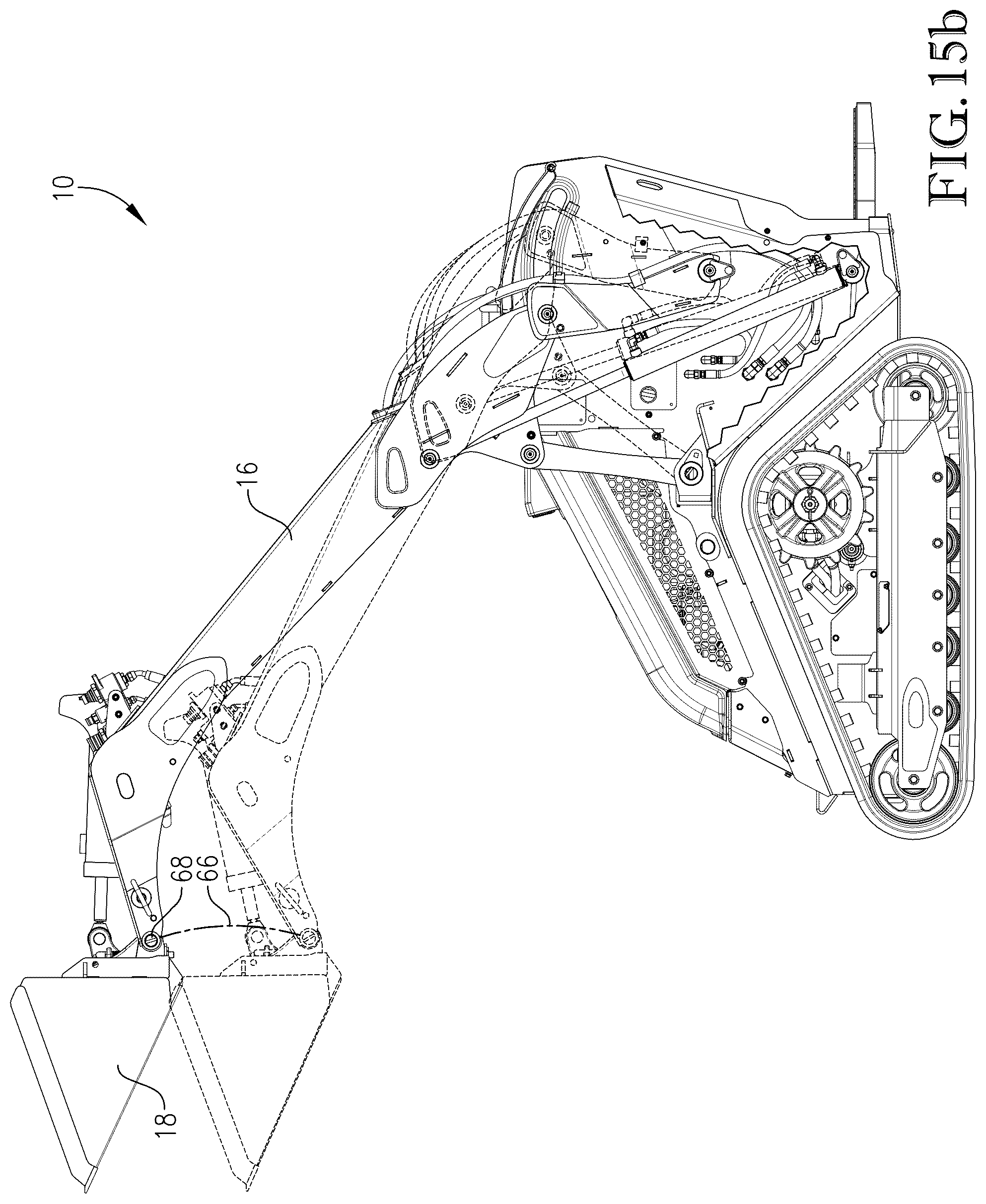 Patent US12104348 Figure 17 – Loader with improved arm path