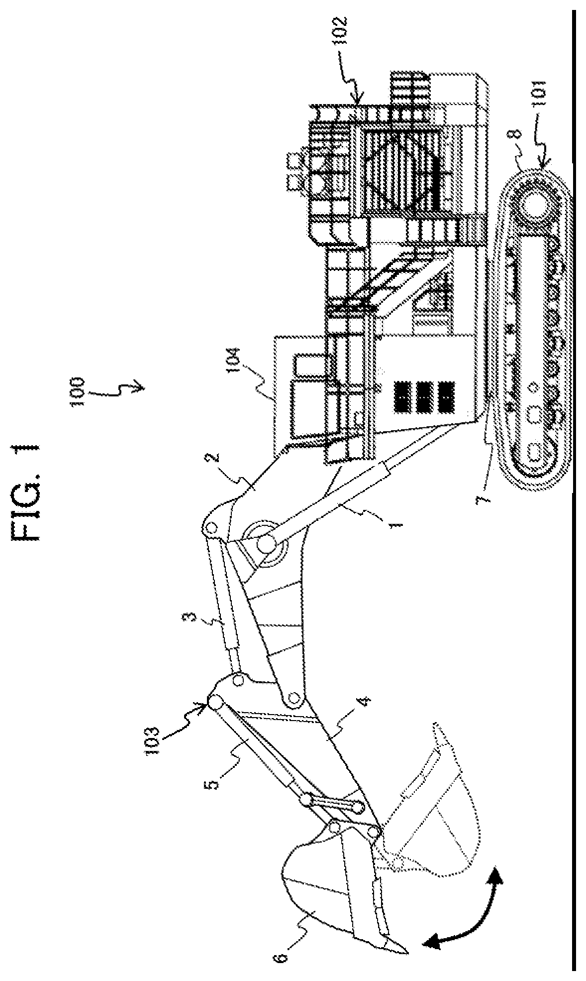 Patent US12104349 Figure 1 – Construction machine