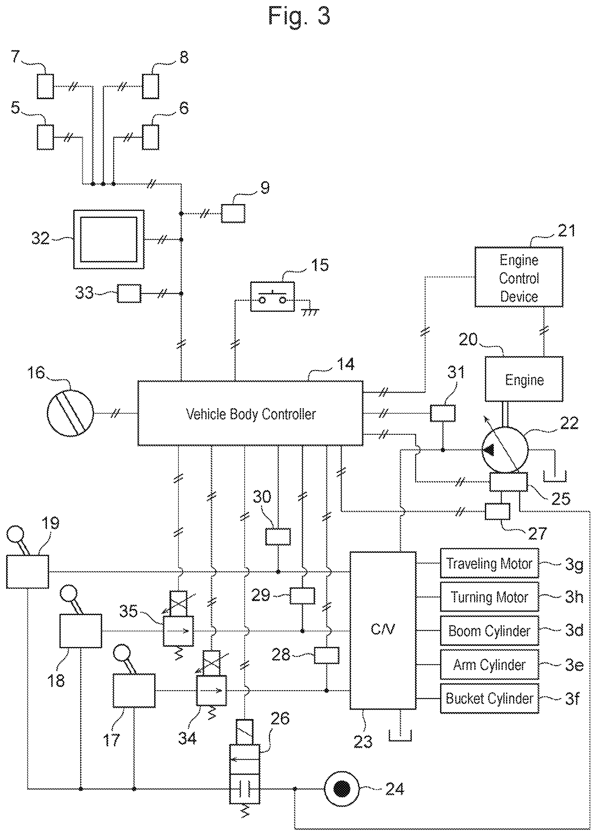 Patent US12104360 Figure 3 – Construction machine