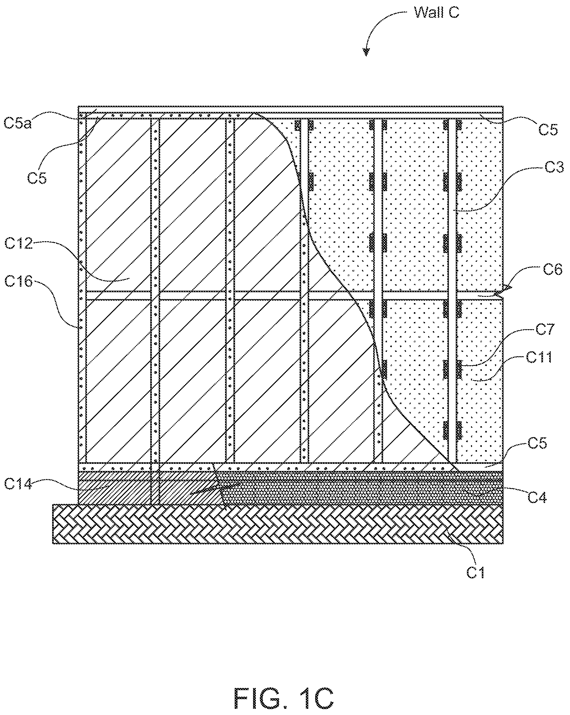 Patent US12104372 Figure 3 – Structural wall with a structure exogenous to the longitudinal axis thereof for enabling the inside of the wall to be filled on site