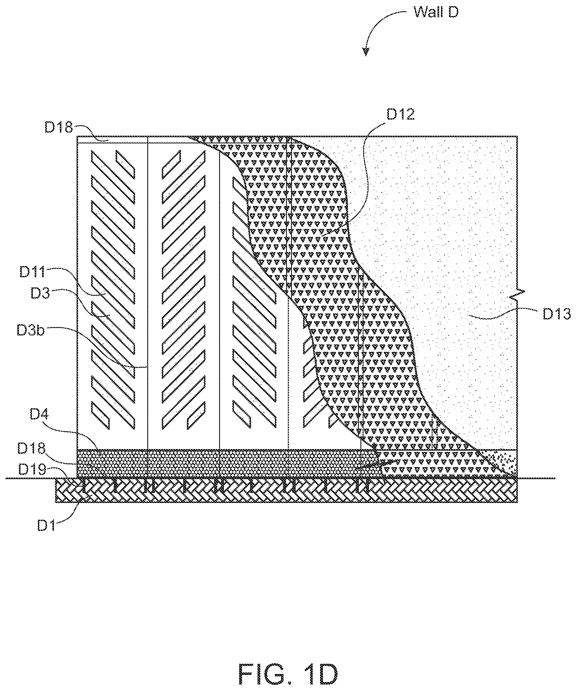 Patent US12104372 Figure 4 – Structural wall with a structure exogenous to the longitudinal axis thereof for enabling the inside of the wall to be filled on site