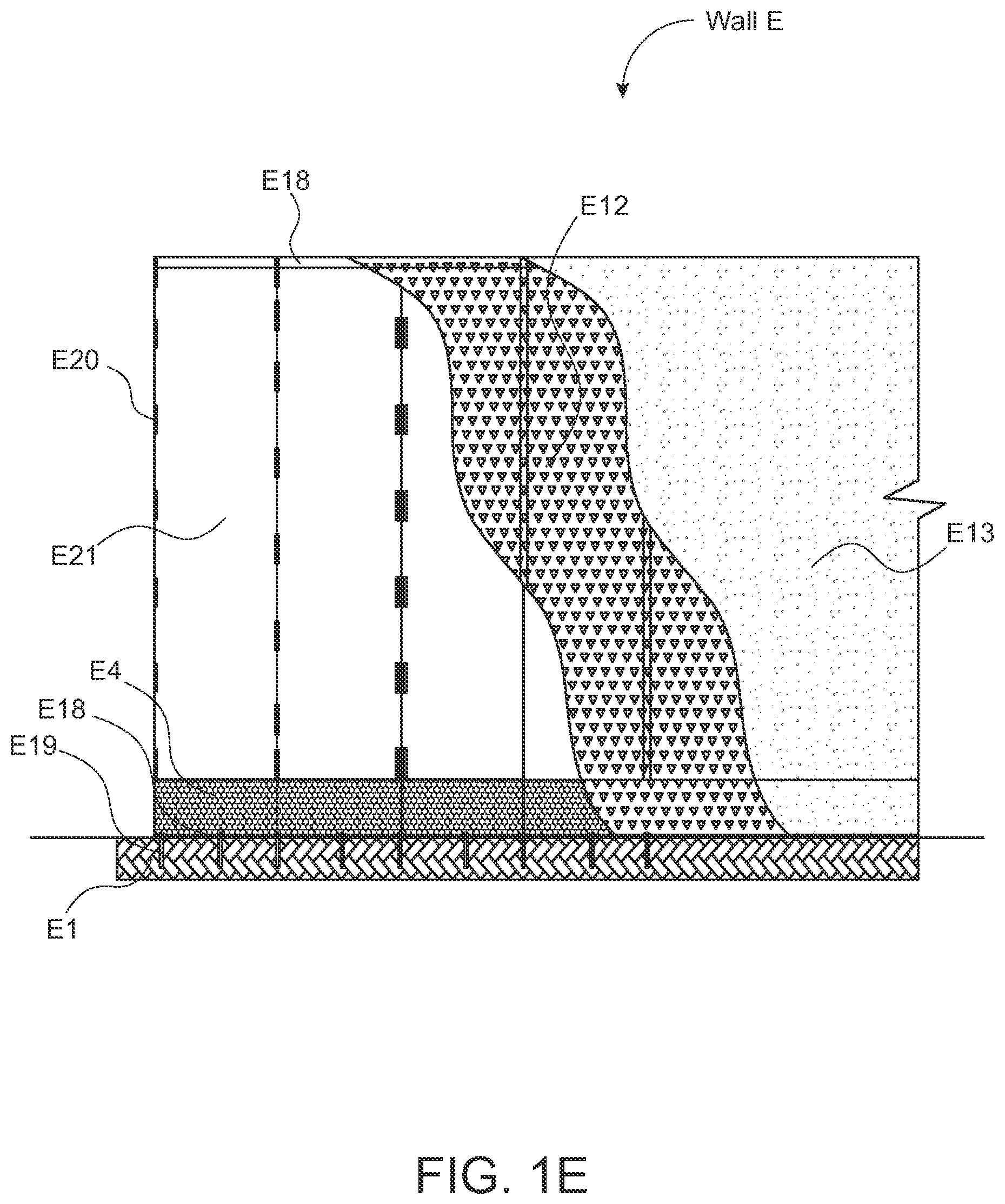 Patent US12104372 Figure 5 – Structural wall with a structure exogenous to the longitudinal axis thereof for enabling the inside of the wall to be filled on site