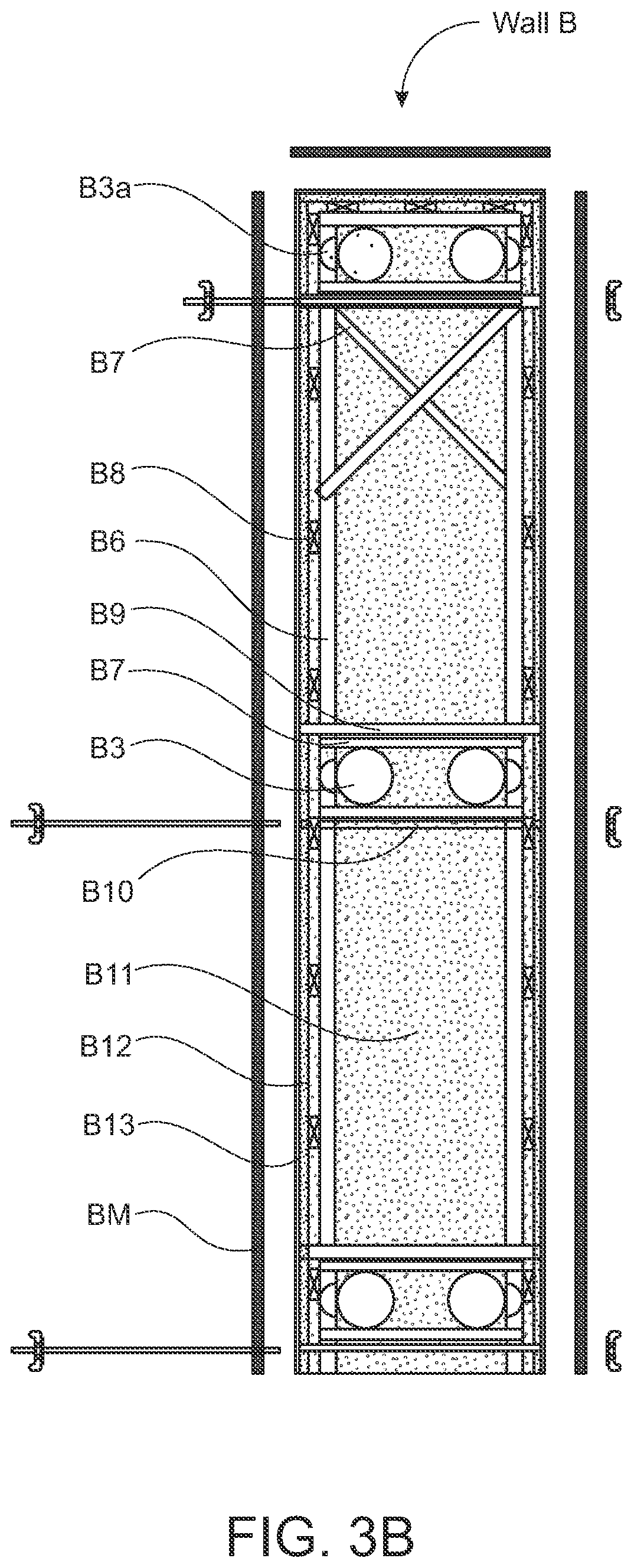 Patent US12104372 Figure 14 – Structural wall with a structure exogenous to the longitudinal axis thereof for enabling the inside of the wall to be filled on site