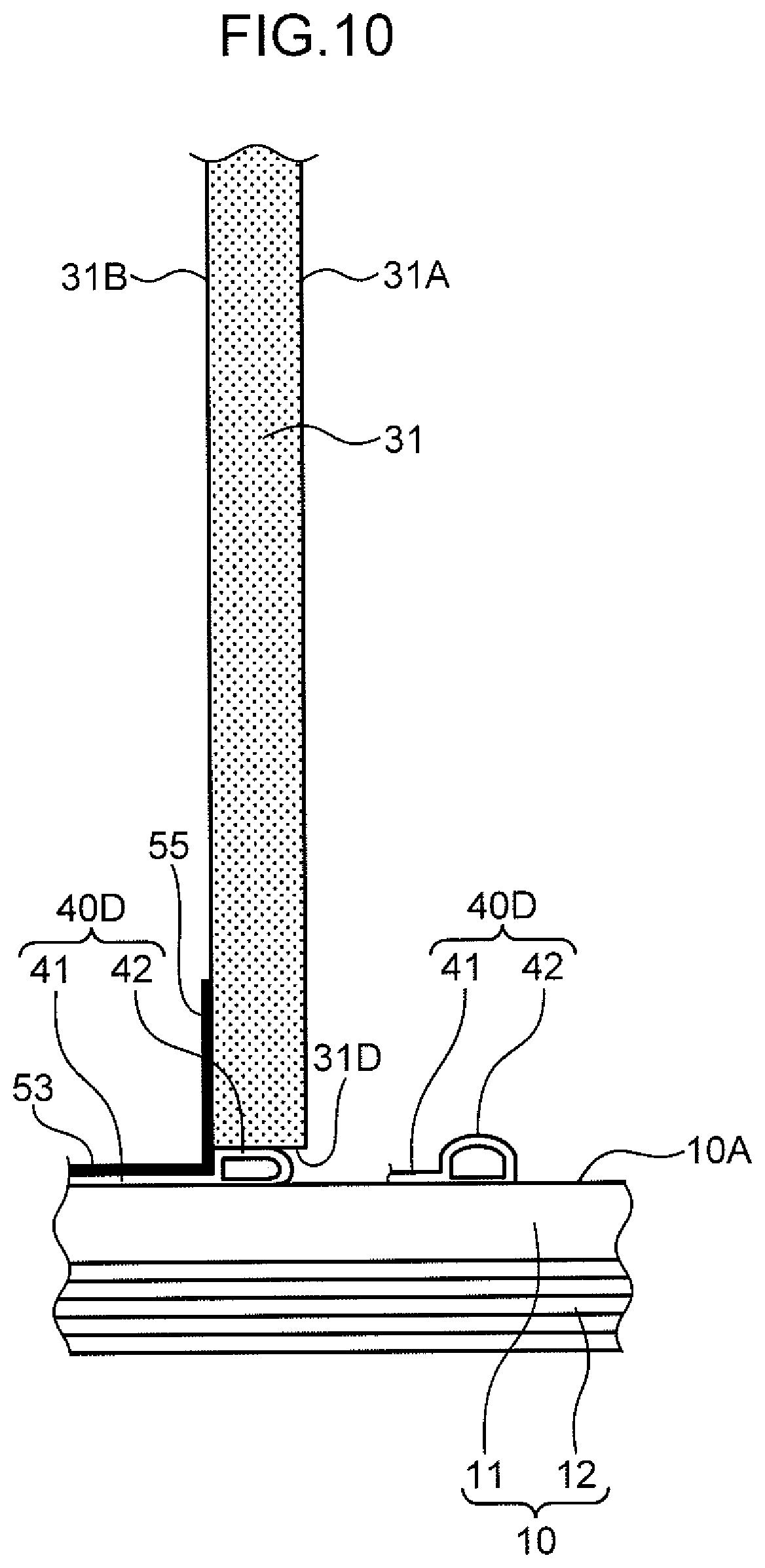 Patent US12104374 Figure 10 – Sound insulation structure of partition wall and method for constructing partition wall
