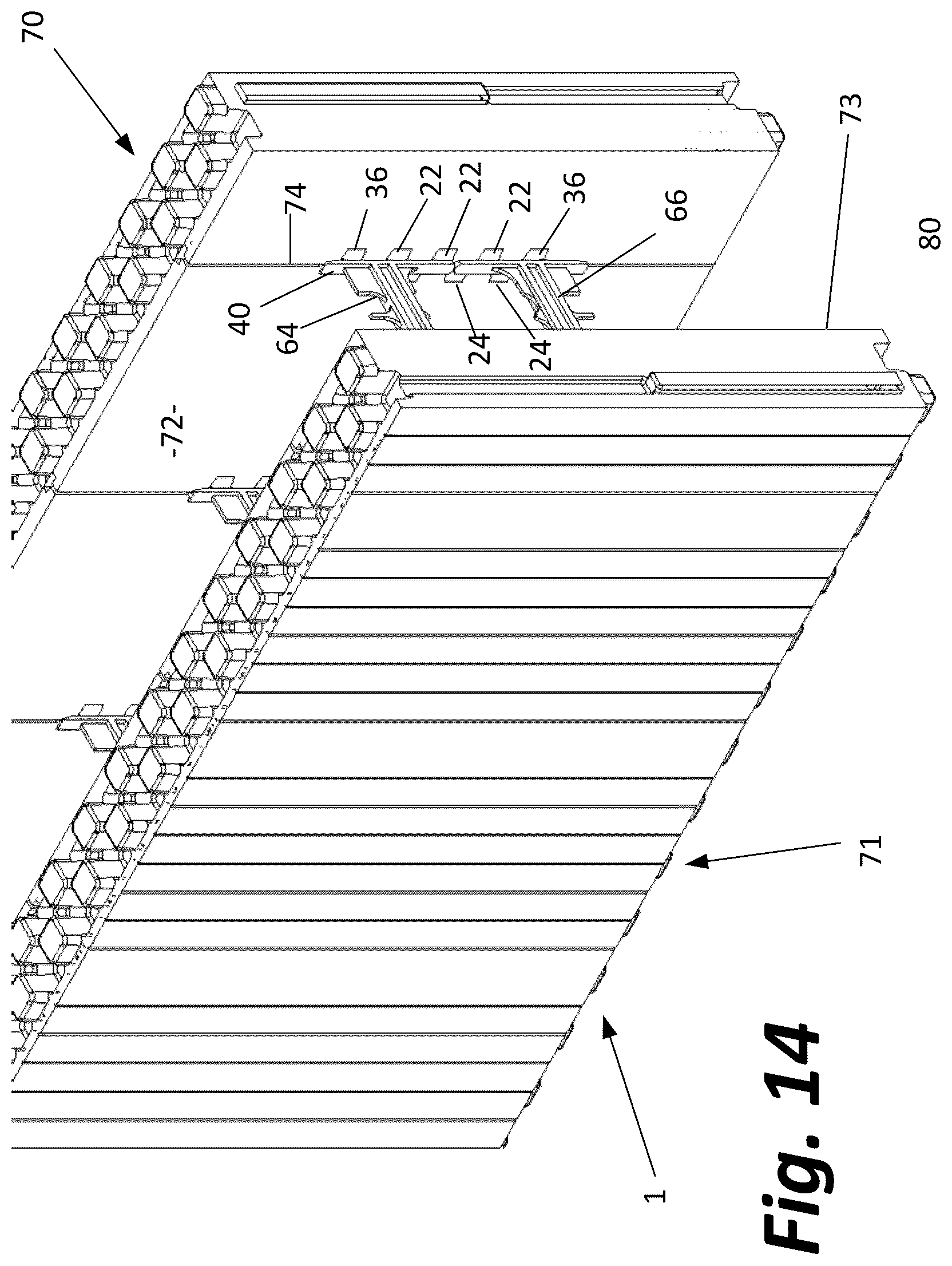 Patent US12104375 Figure 14 – Concrete form assembly