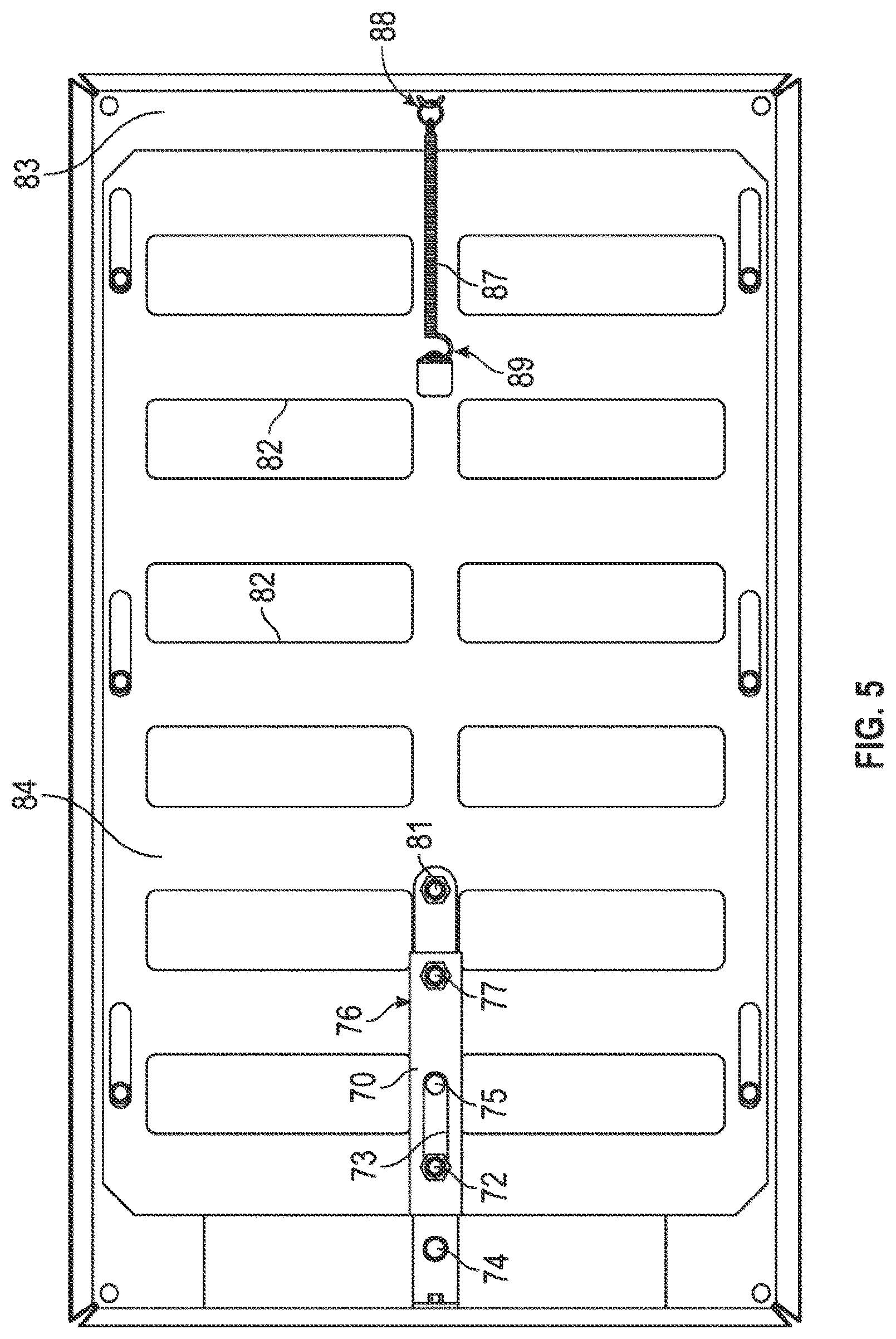 Patent US12104384 Figure 5 – Ember and flame resistant resettable automatic soffit vent