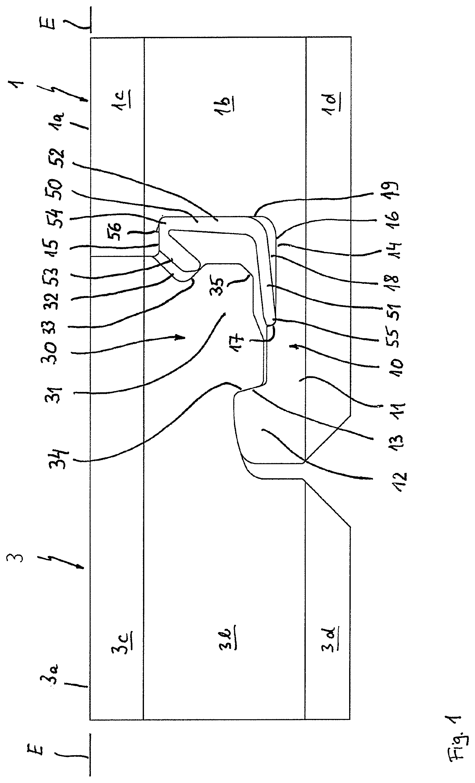 Patent US12104388 Figure 1 – Floor panel with separate clip for a vertical lock