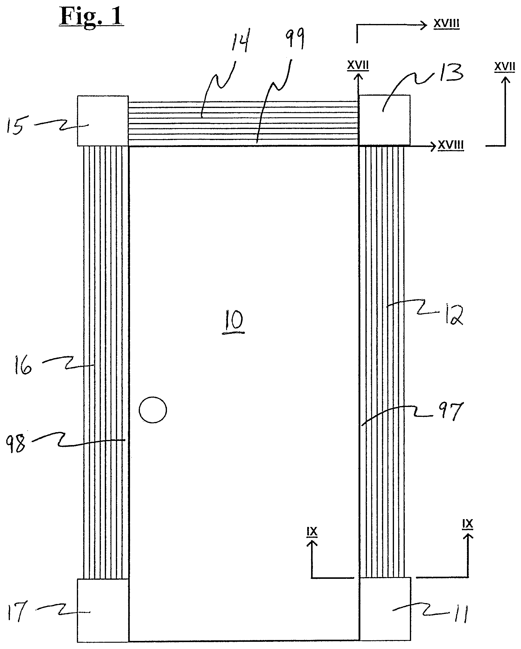 Patent US12104390 Figure 1 – Molding components, including plinths and corner pieces, kits, and systems comprising the same, methods of making them and methods of assembling them