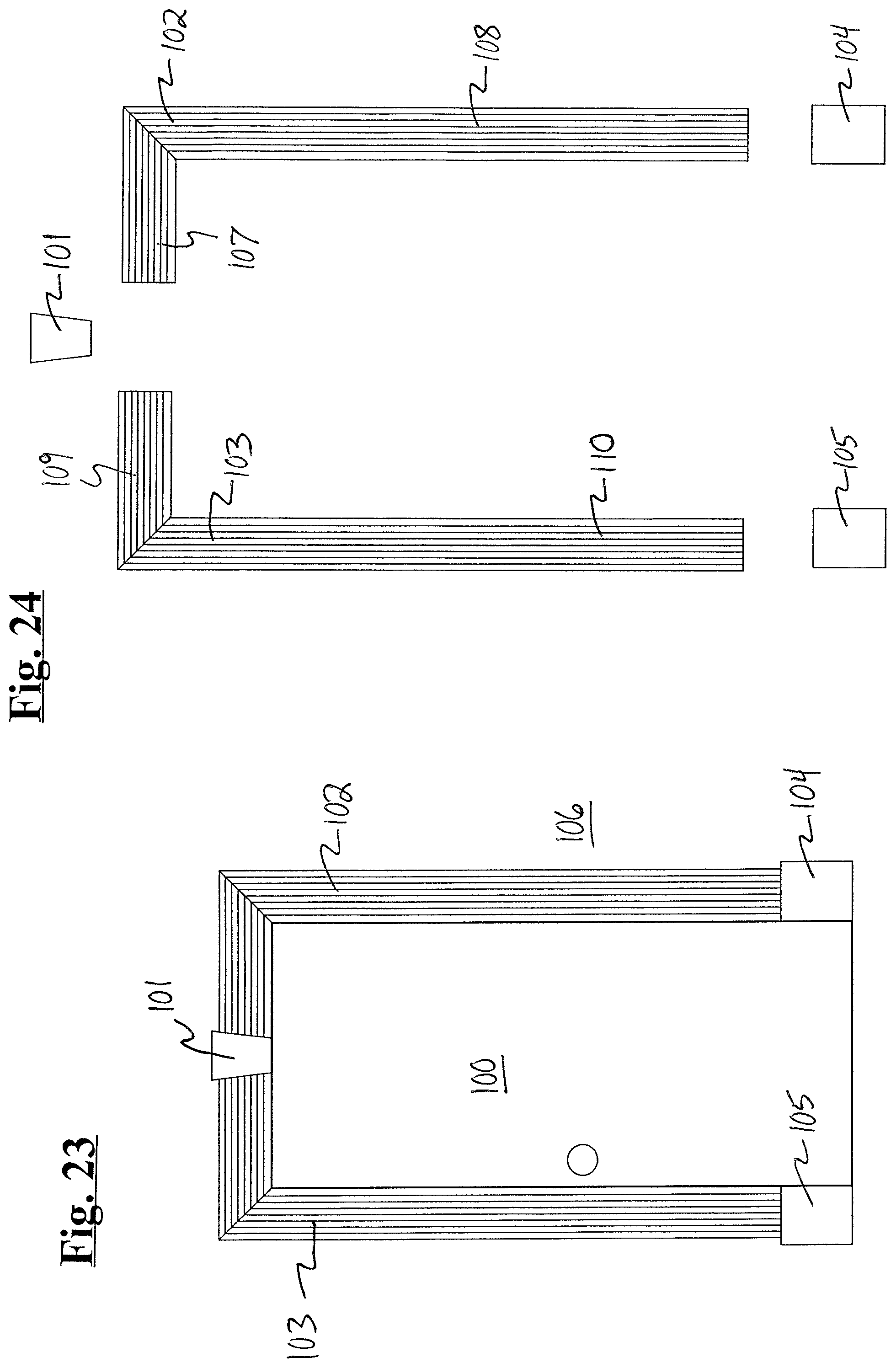 Patent US12104390 Figure 13 – Molding components, including plinths and corner pieces, kits, and systems comprising the same, methods of making them and methods of assembling them