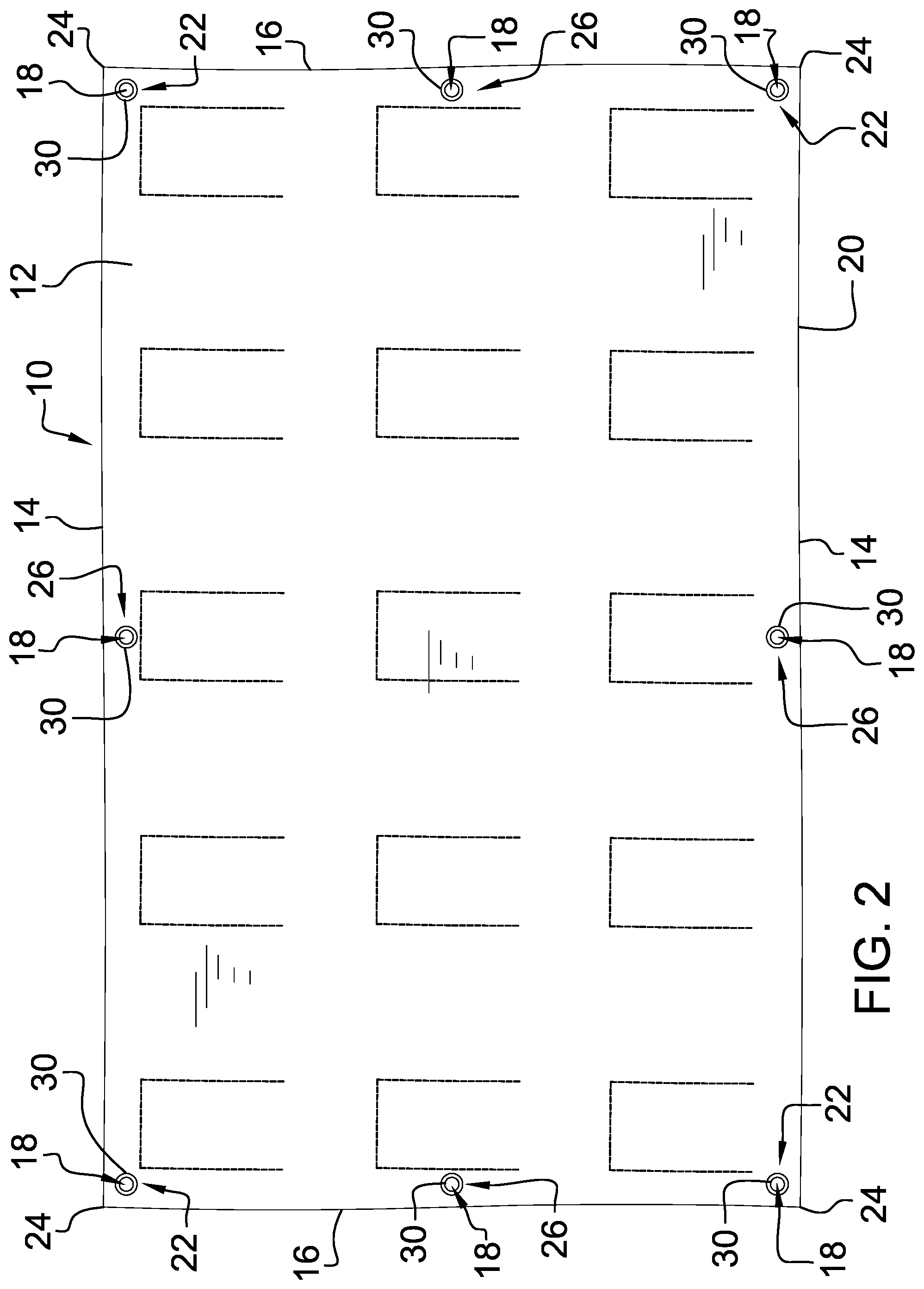 Patent US12104391 Figure 2 – Weighted tarpaulin device