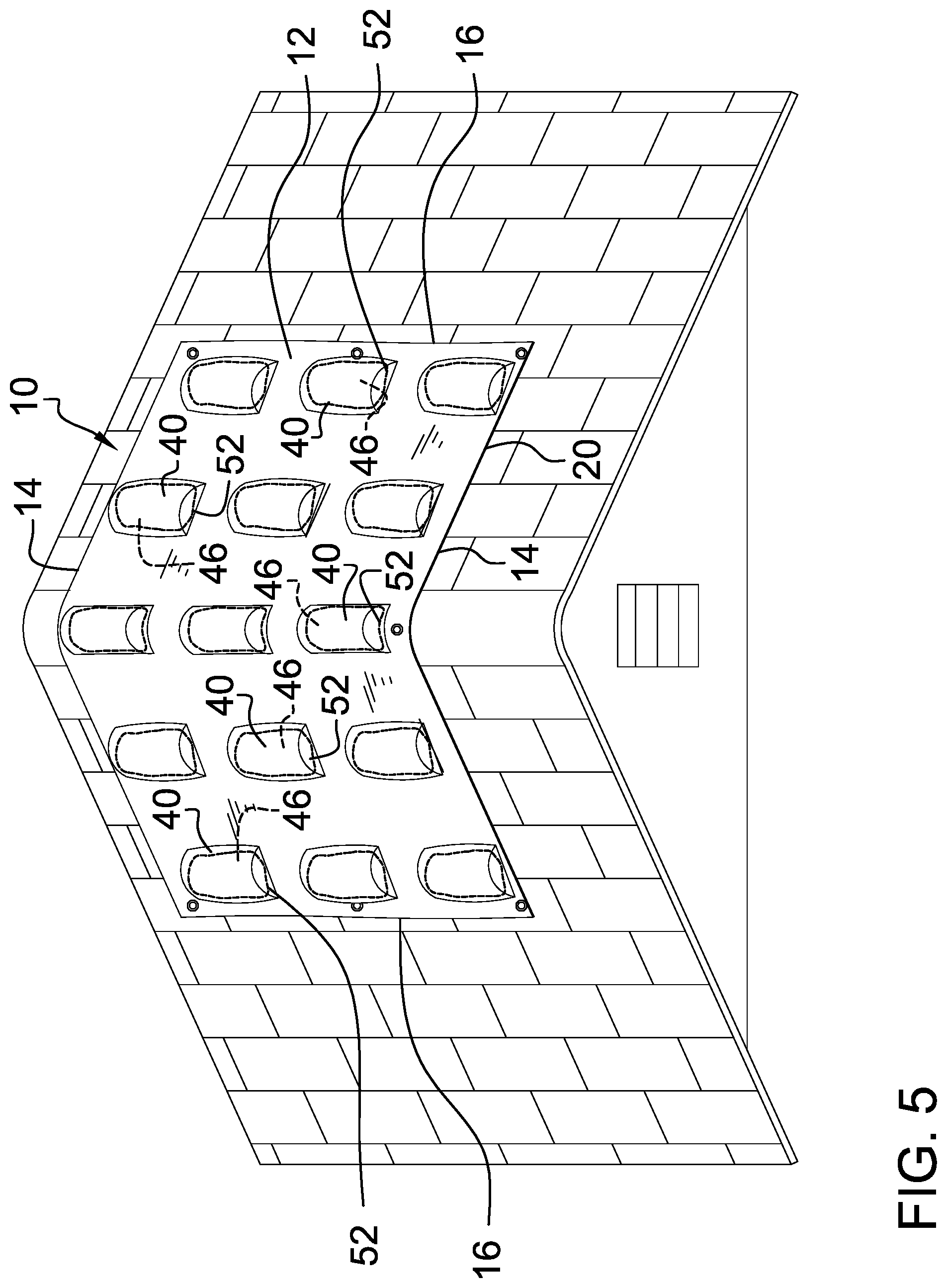 Patent US12104391 Figure 4 – Weighted tarpaulin device