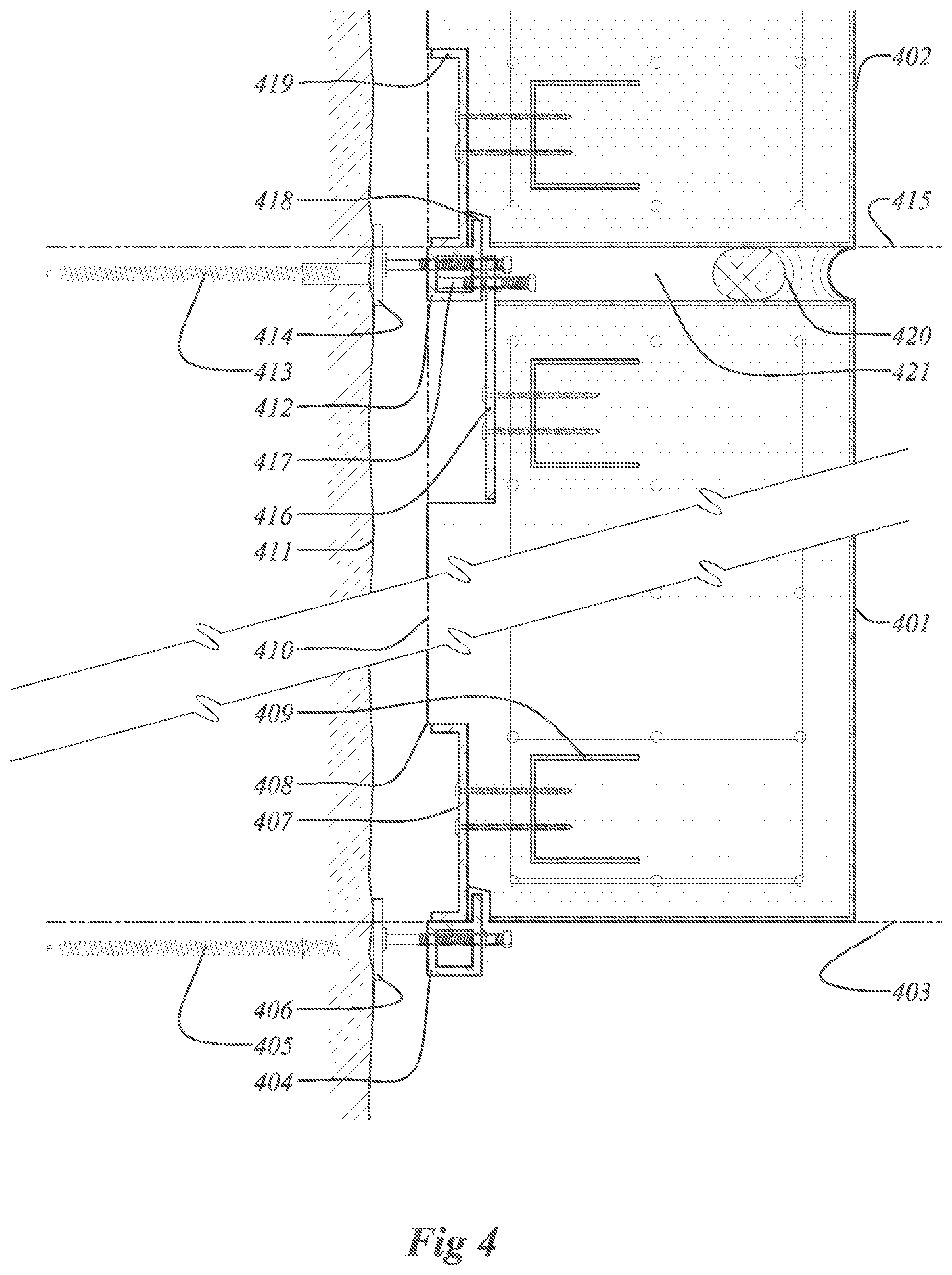 Patent US12104393 Figure 4 – Systems and panels for customized retrofit of a building exterior