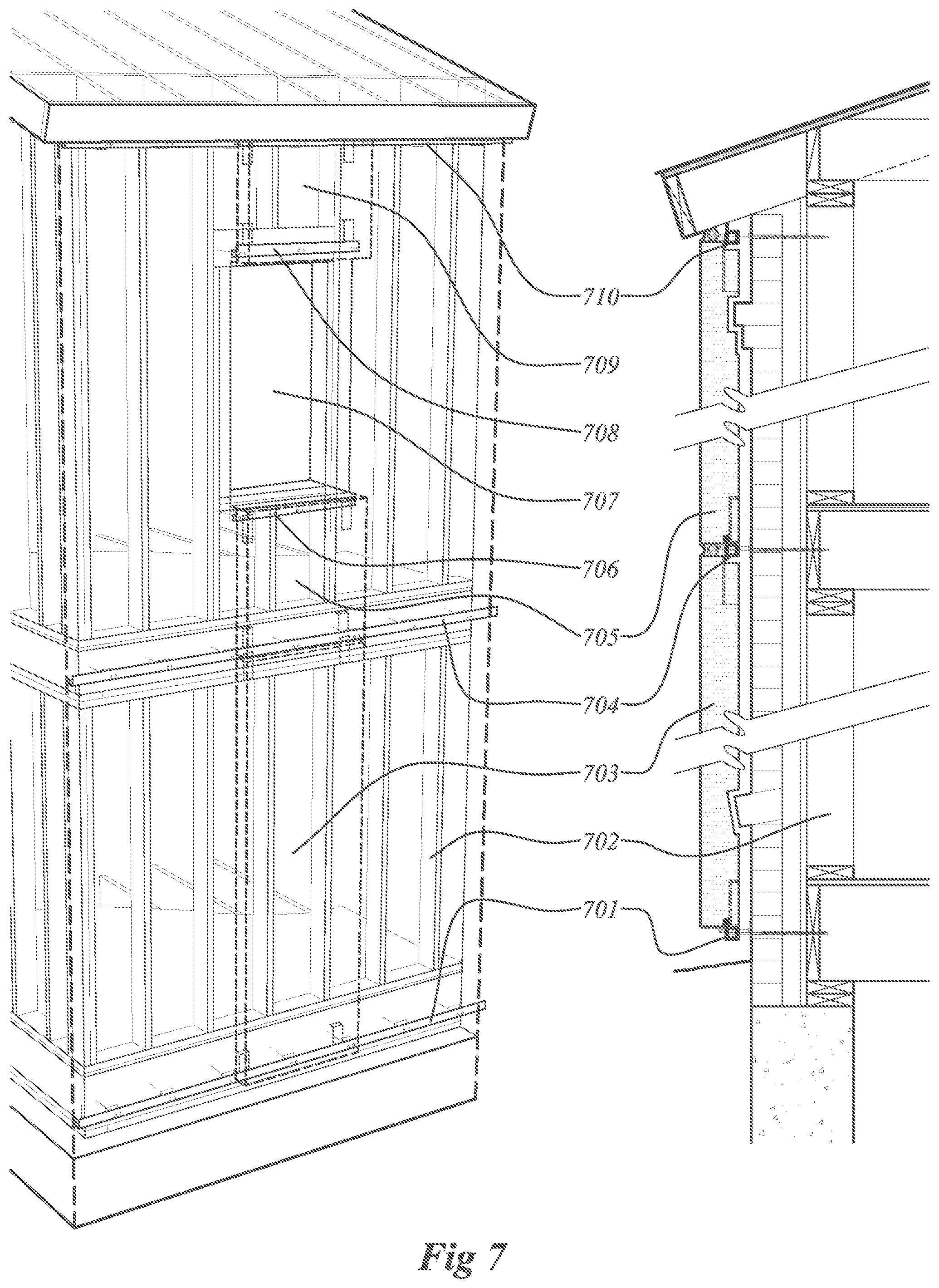 Patent US12104393 Figure 7 – Systems and panels for customized retrofit of a building exterior