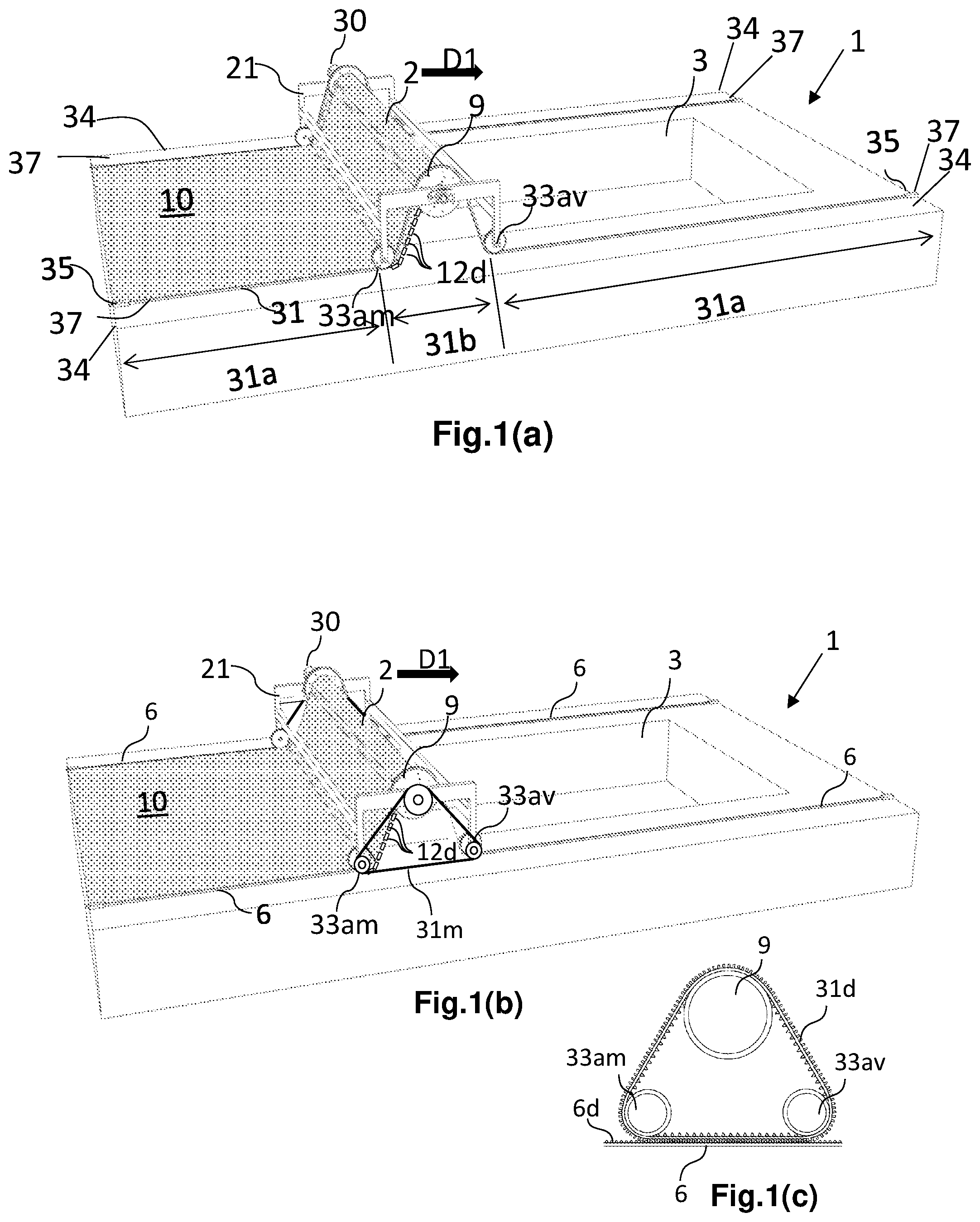 Patent US12104399 Figure 1 – Device for covering a surface comprising discreet locking means