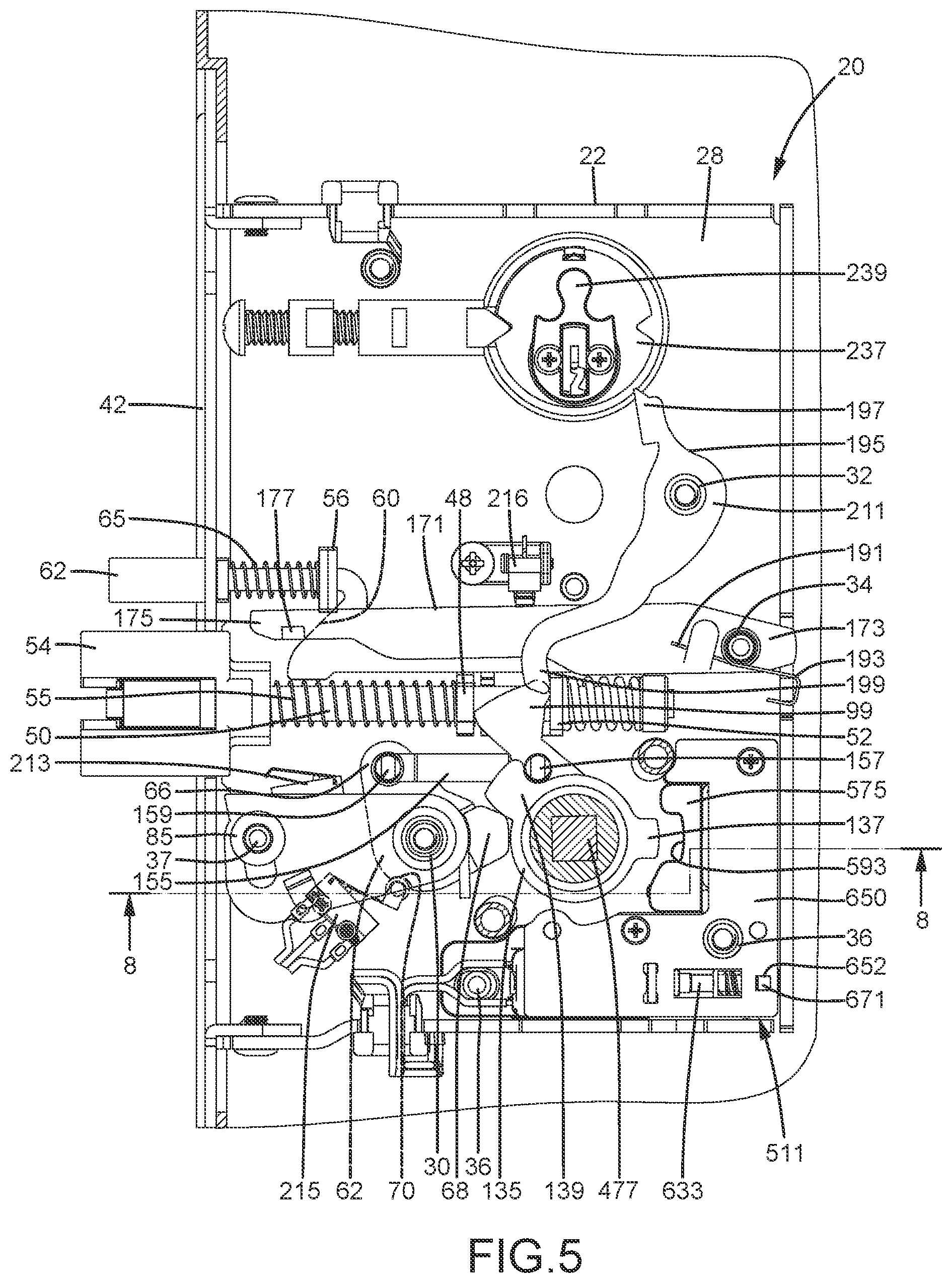 Patent US12104405 Figure 5 – Door lock permitting electric locking and unlocking