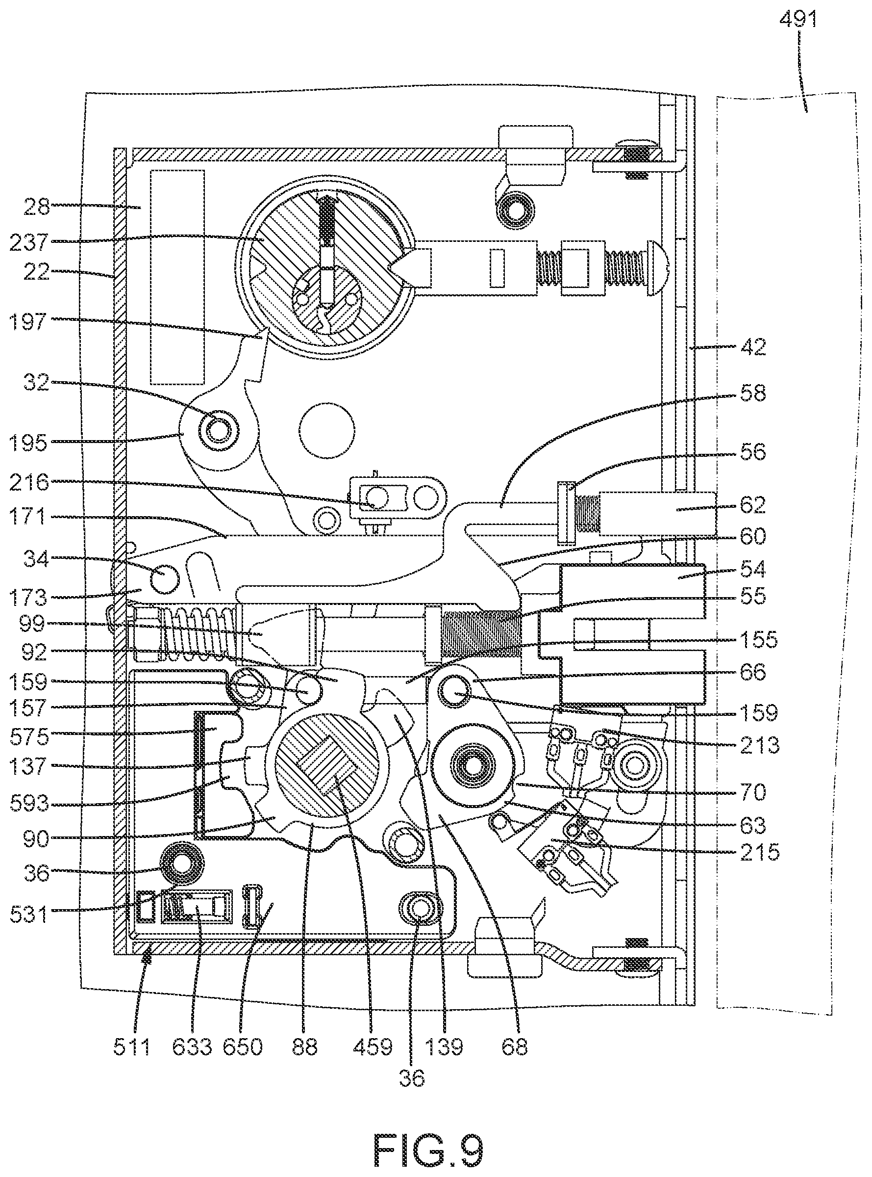 Patent US12104405 Figure 10 – Door lock permitting electric locking and unlocking