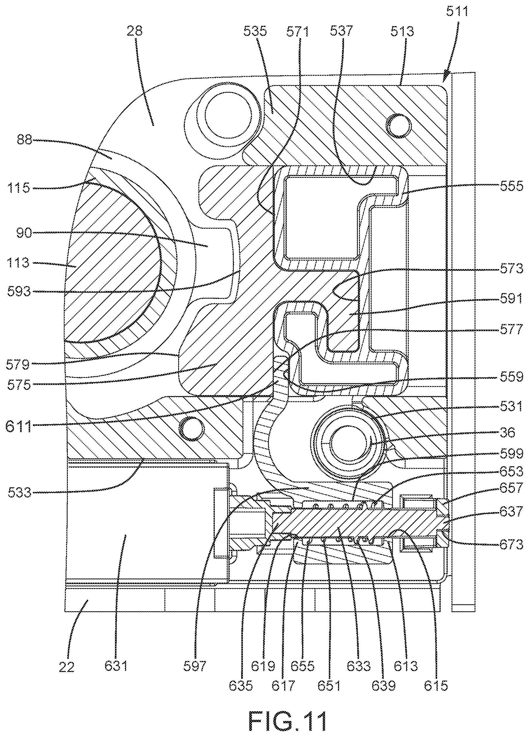 Patent US12104405 Figure 12 – Door lock permitting electric locking and unlocking