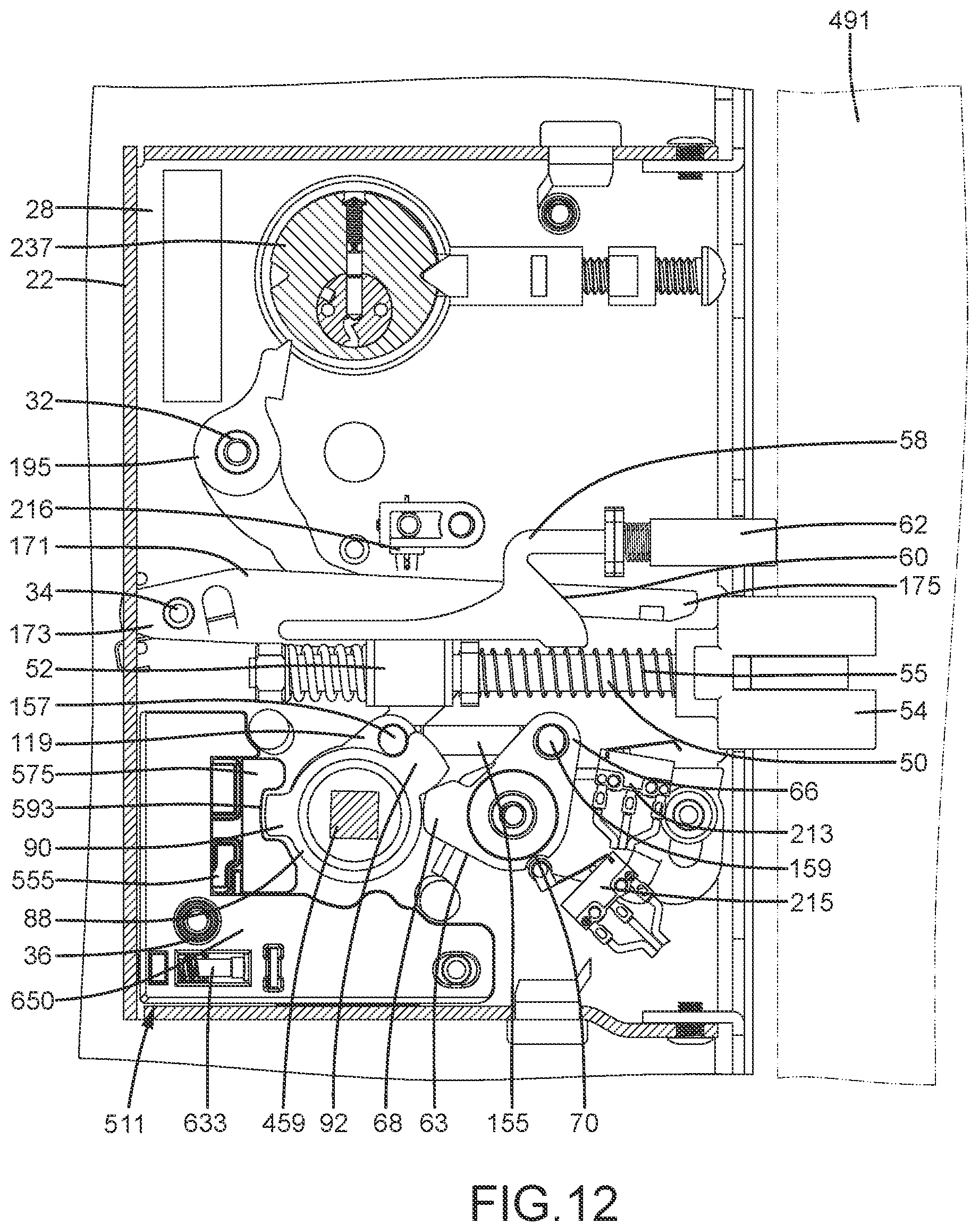 Patent US12104405 Figure 13 – Door lock permitting electric locking and unlocking