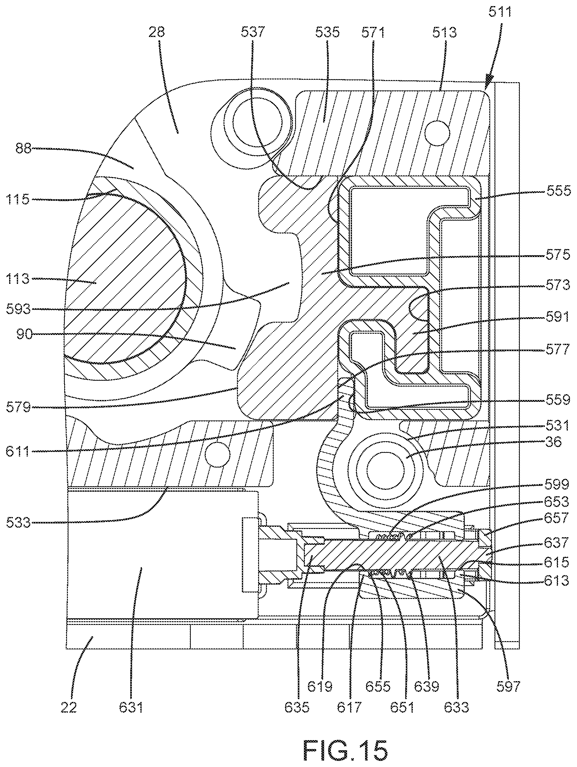 Patent US12104405 Figure 16 – Door lock permitting electric locking and unlocking