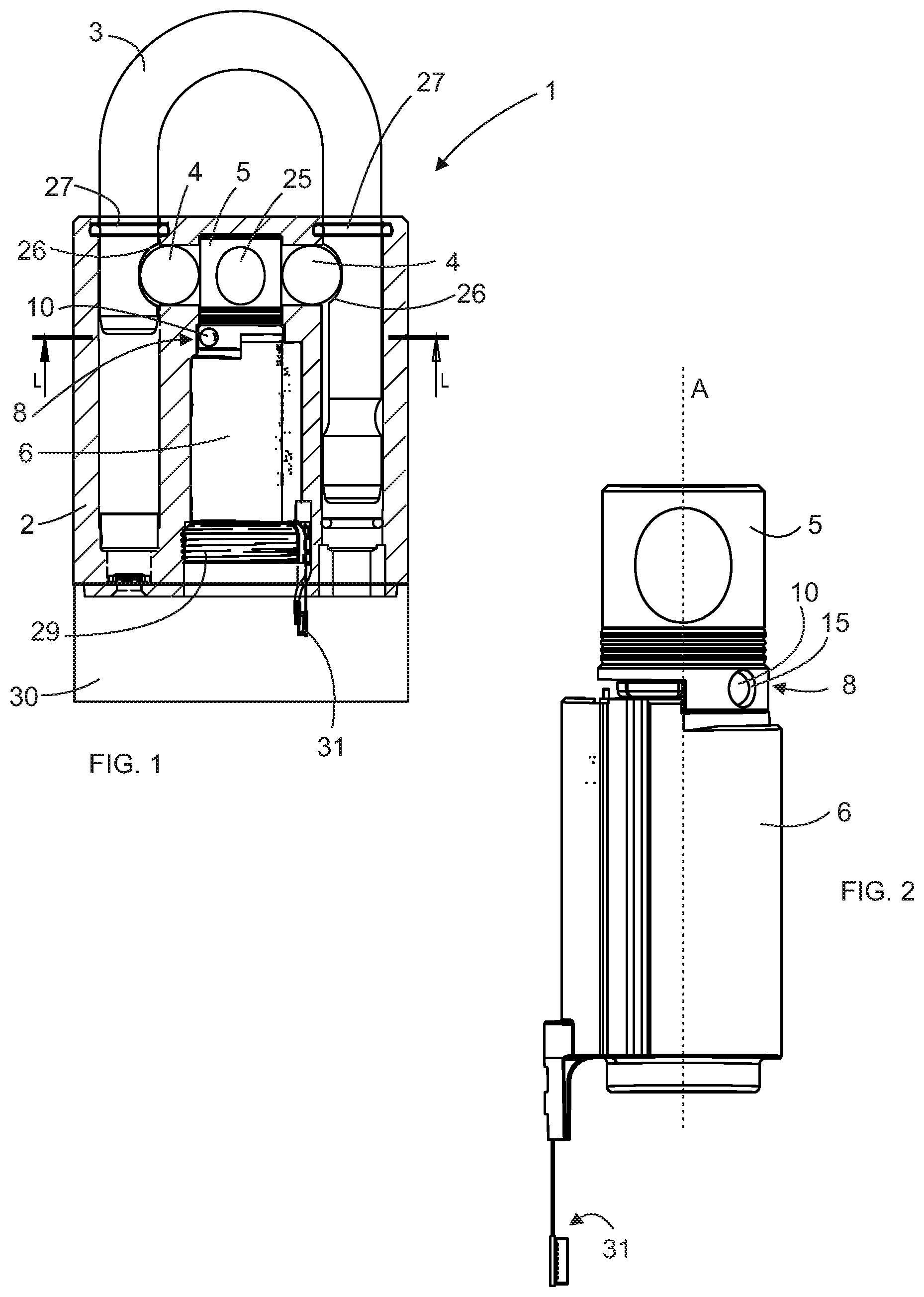 Patent US12104406 Figure 1 – Electronic padlock