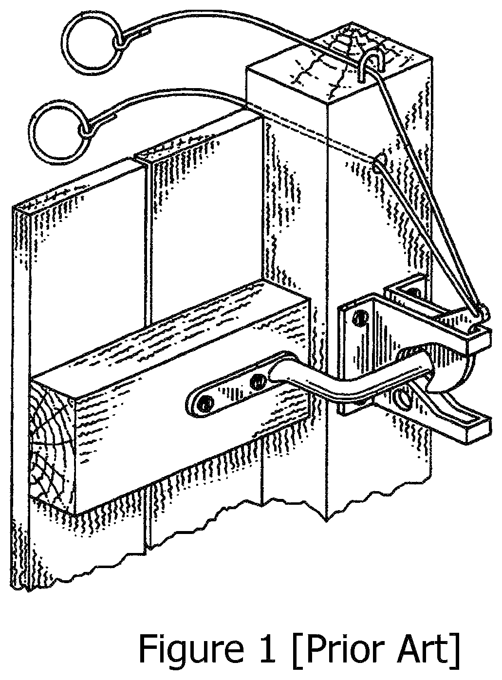 Patent US12104410 Figure 1 – T-shaped lever gate latch pull system