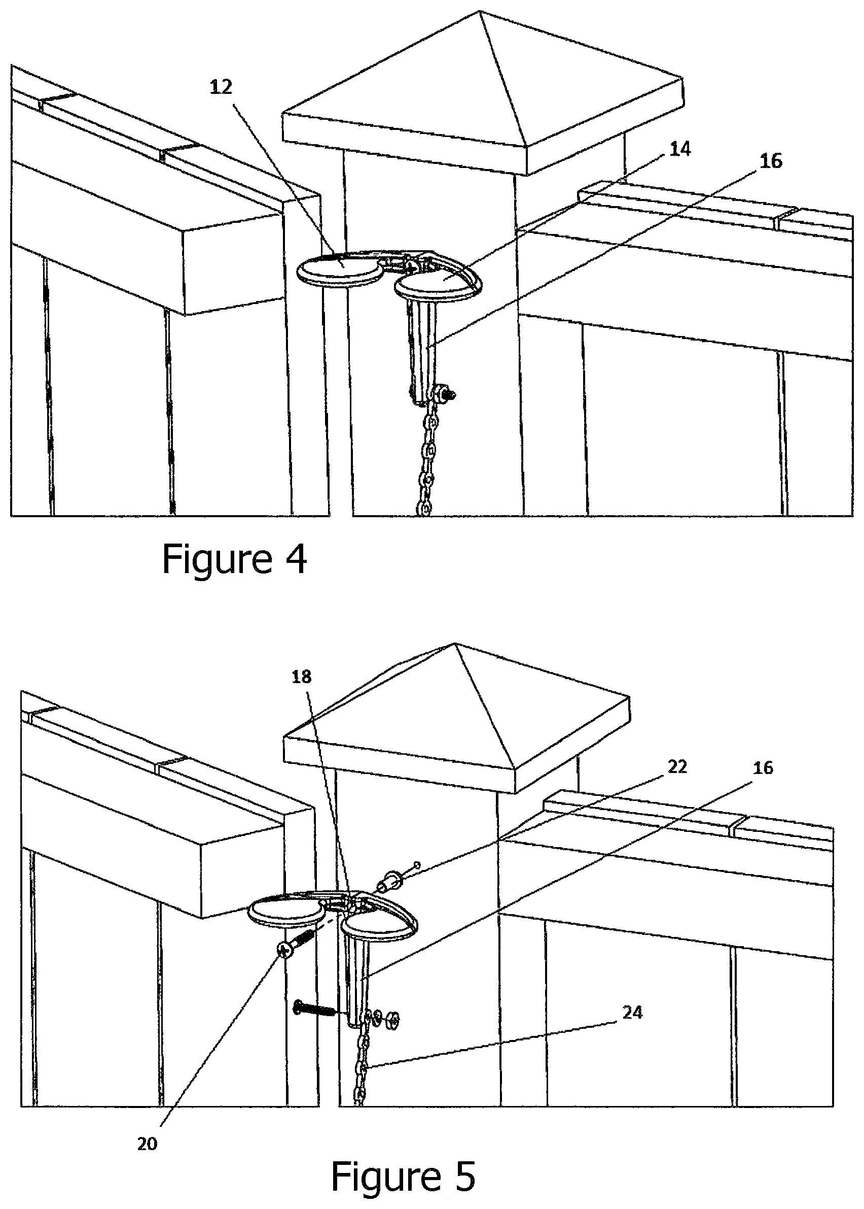 Patent US12104410 Figure 4 – T-shaped lever gate latch pull system