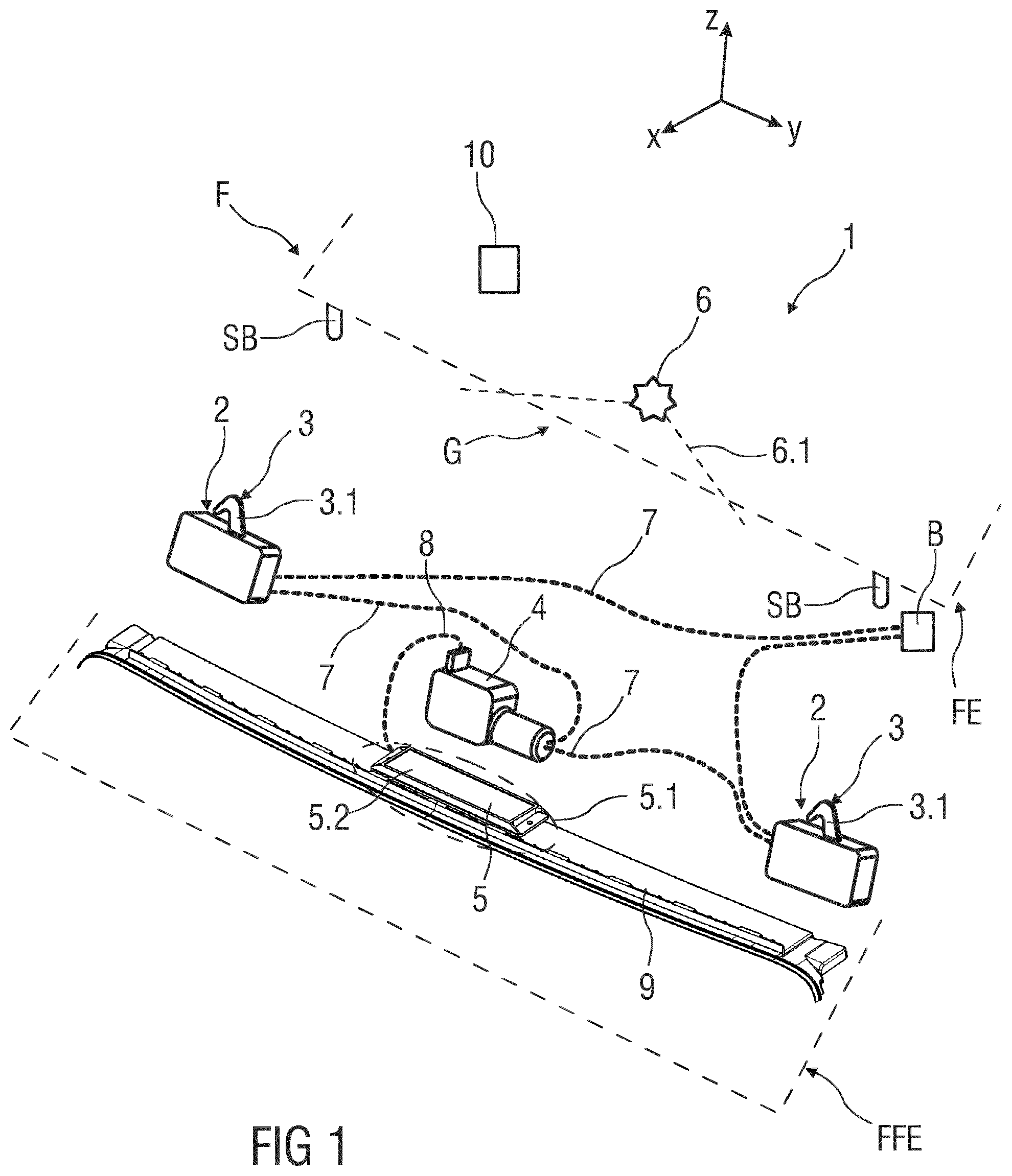 Patent US12104414 Figure 1 – Unlocking device for unlocking a lock of a movable vehicle element and vehicle