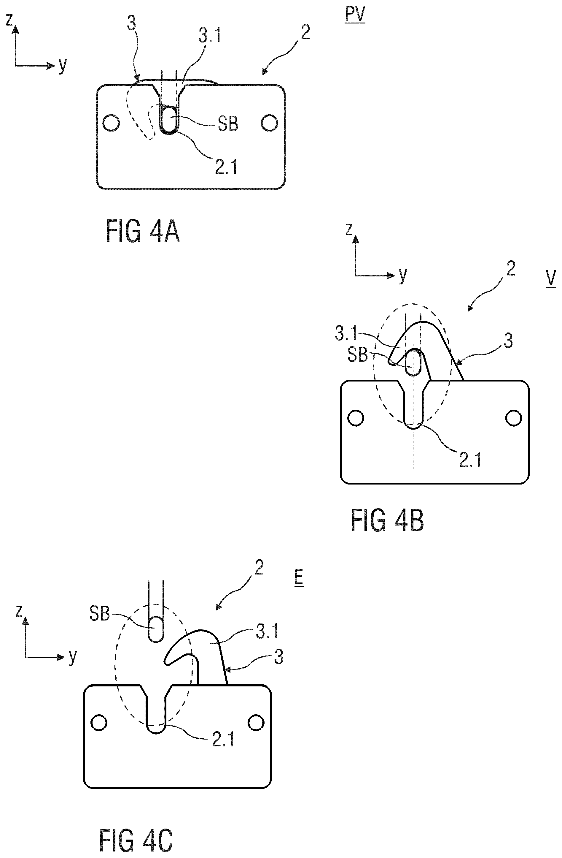 Patent US12104414 Figure 4 – Unlocking device for unlocking a lock of a movable vehicle element and vehicle