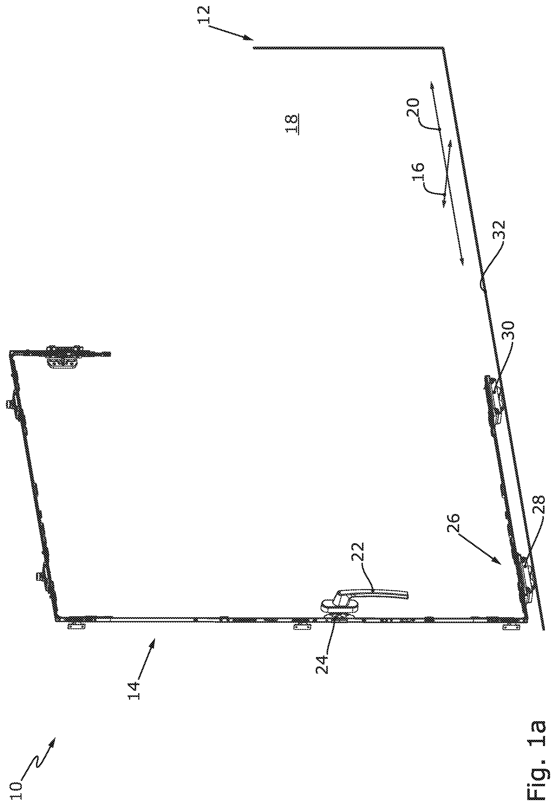 Patent US12104418 Figure 1 – Window or door having a carriage arrangement with roller bearing-guided force dissipation in the displacement direction