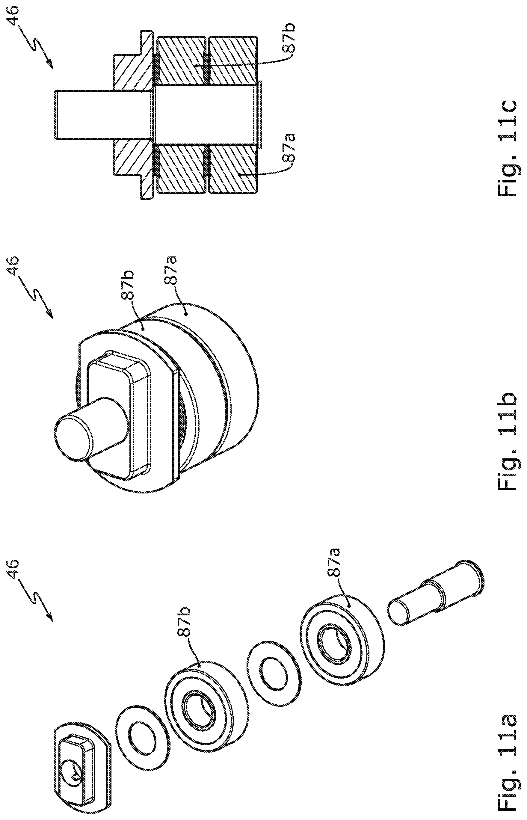 Patent US12104418 Figure 12 – Window or door having a carriage arrangement with roller bearing-guided force dissipation in the displacement direction