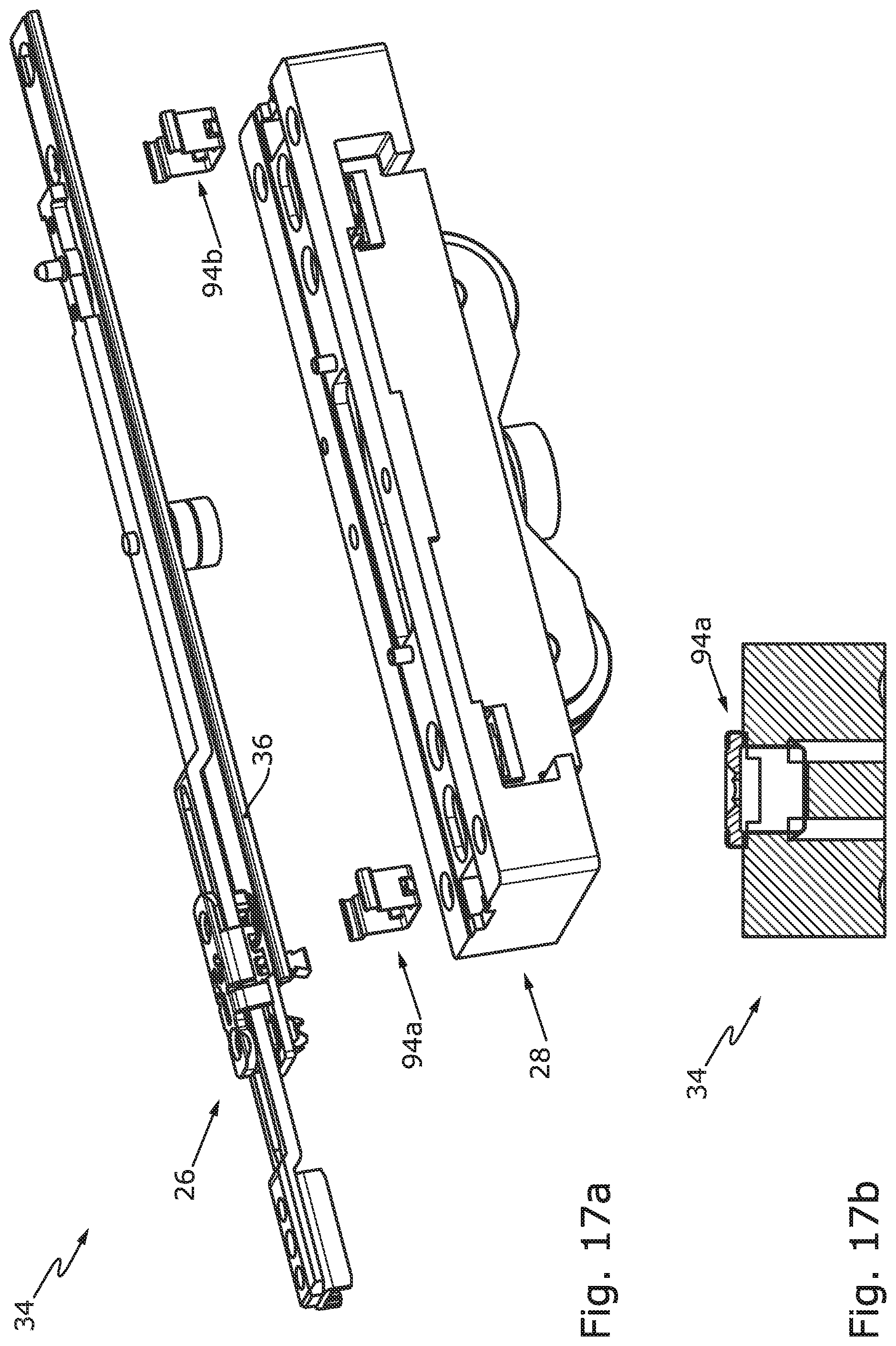 Patent US12104418 Figure 18 – Window or door having a carriage arrangement with roller bearing-guided force dissipation in the displacement direction