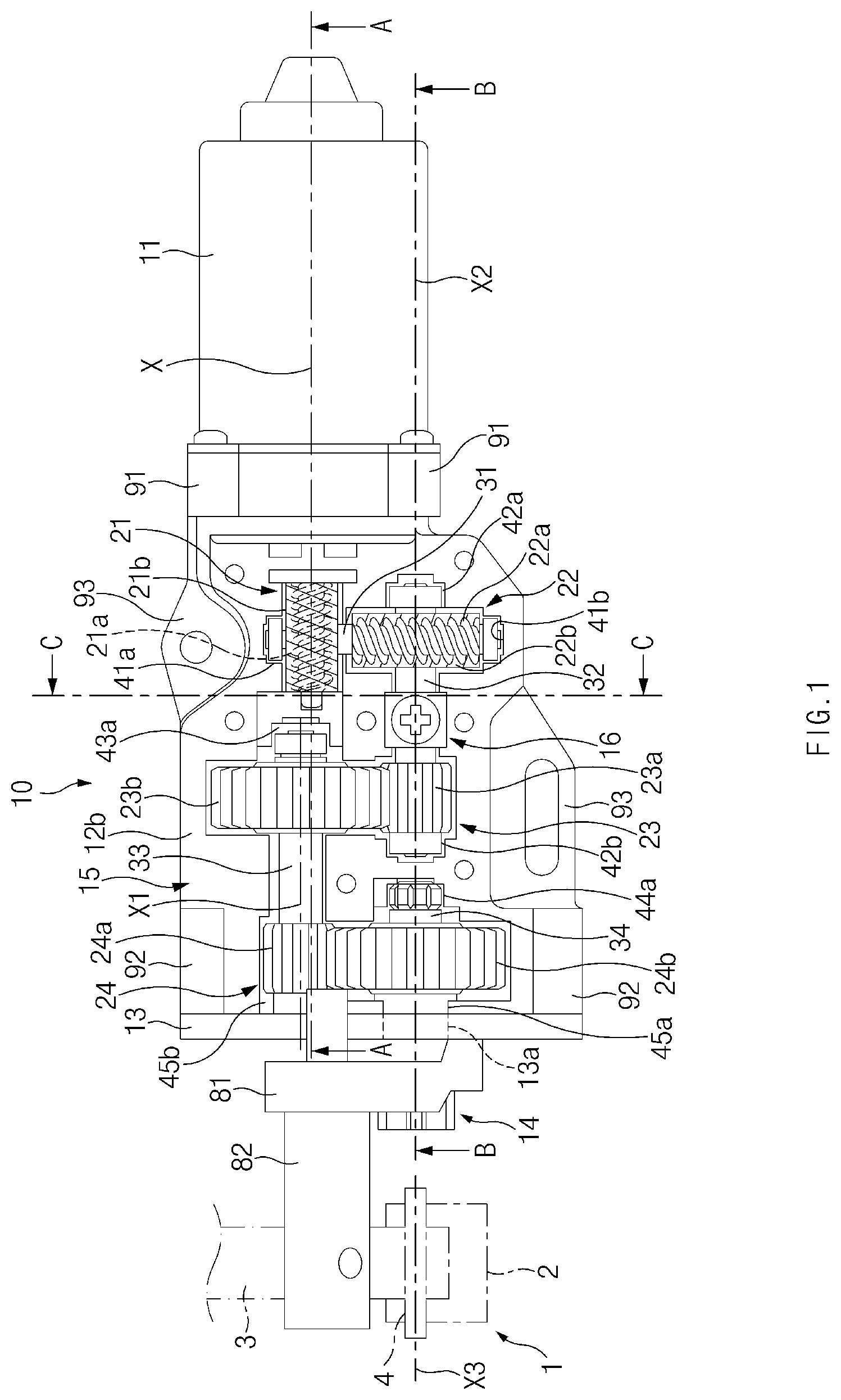 Patent US12104420 Figure 1 – Vehicle hinge driving apparatus