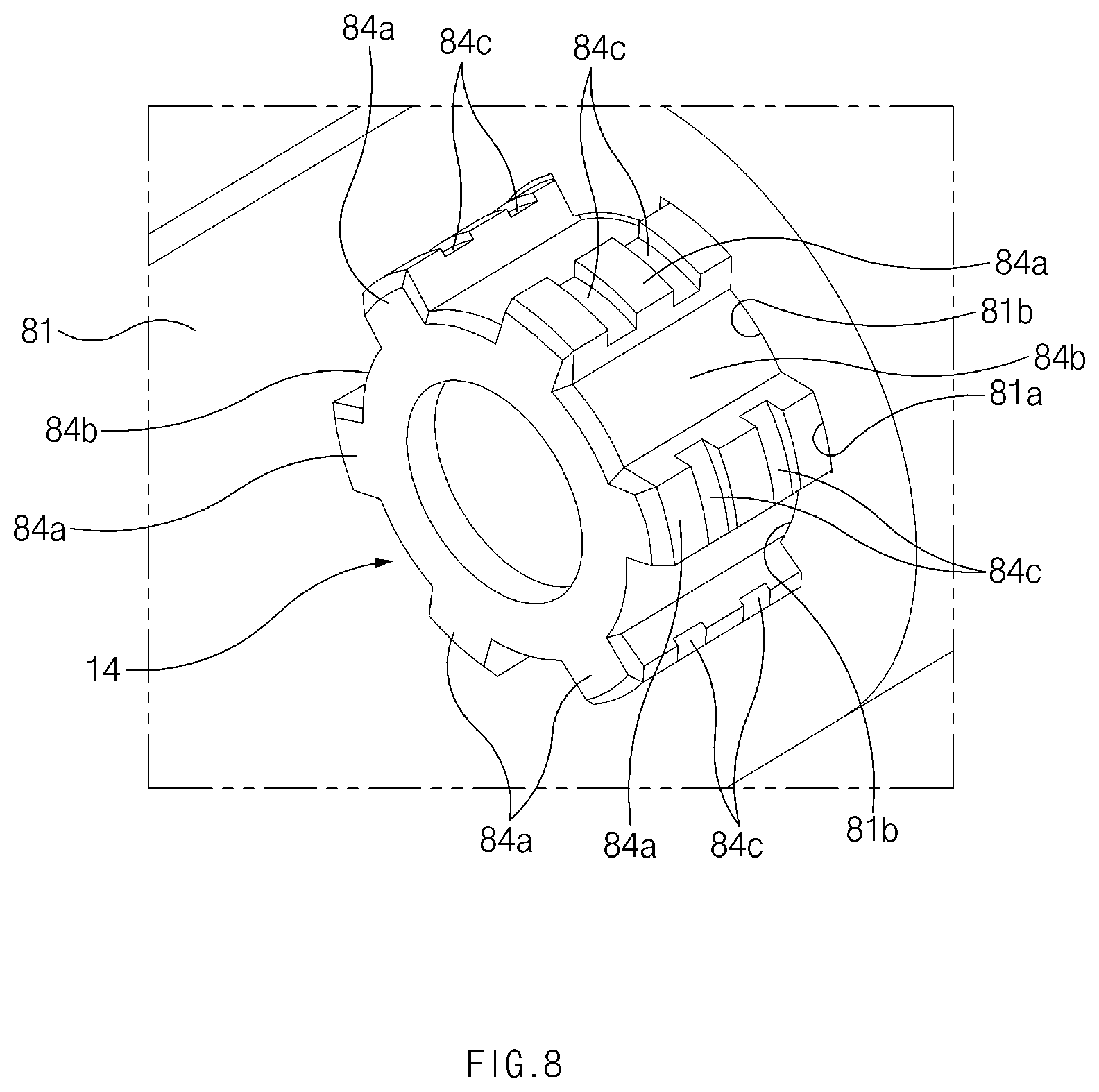 Patent US12104420 Figure 8 – Vehicle hinge driving apparatus