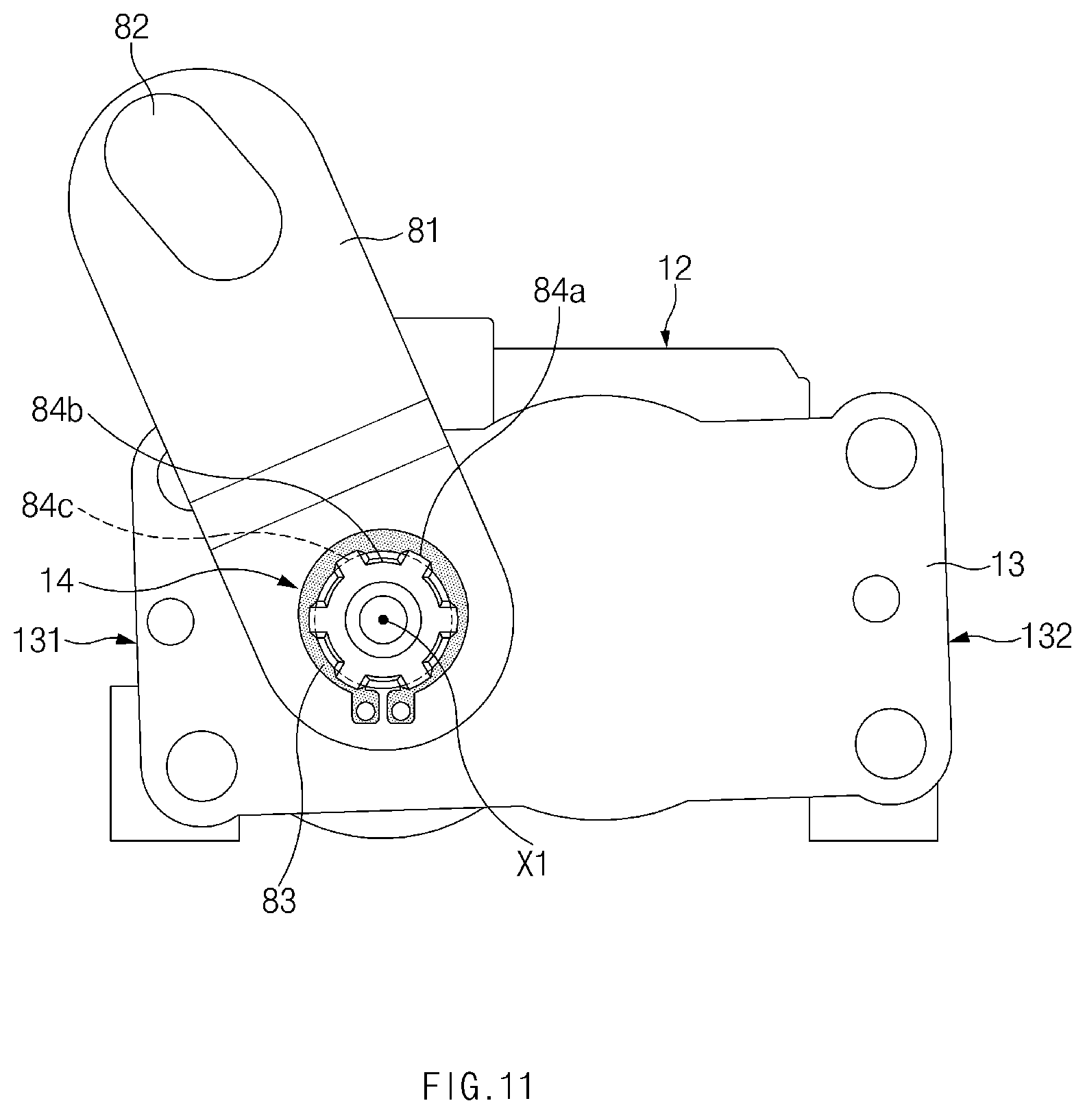 Patent US12104420 Figure 11 – Vehicle hinge driving apparatus