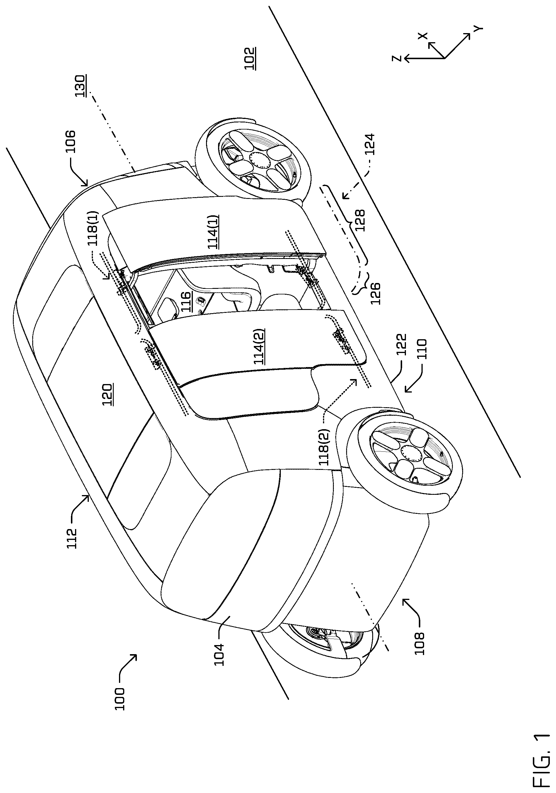 Patent US12104422 Figure 1 – Multi-carriage door actuator mechanism