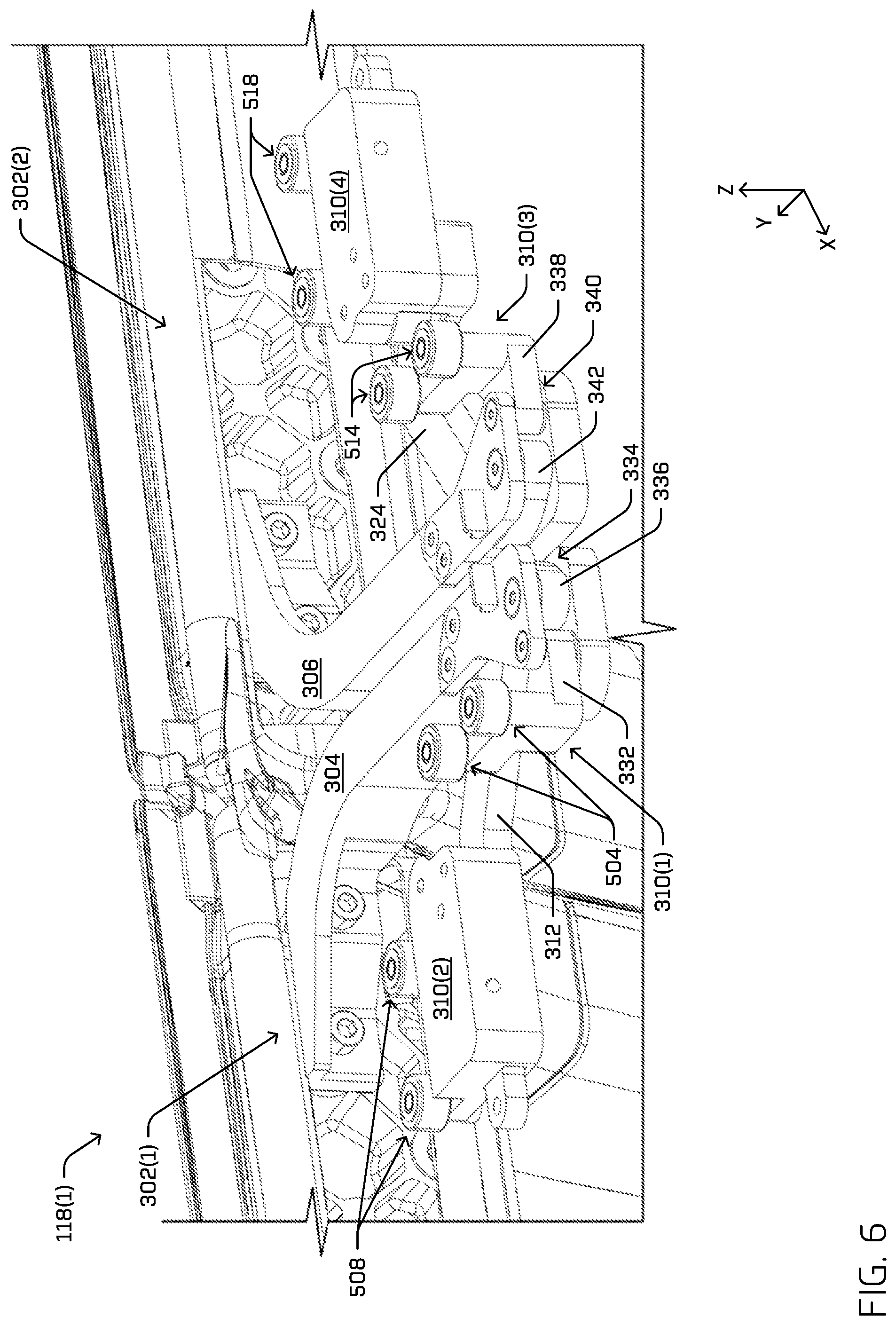 Patent US12104422 Figure 10 – Multi-carriage door actuator mechanism