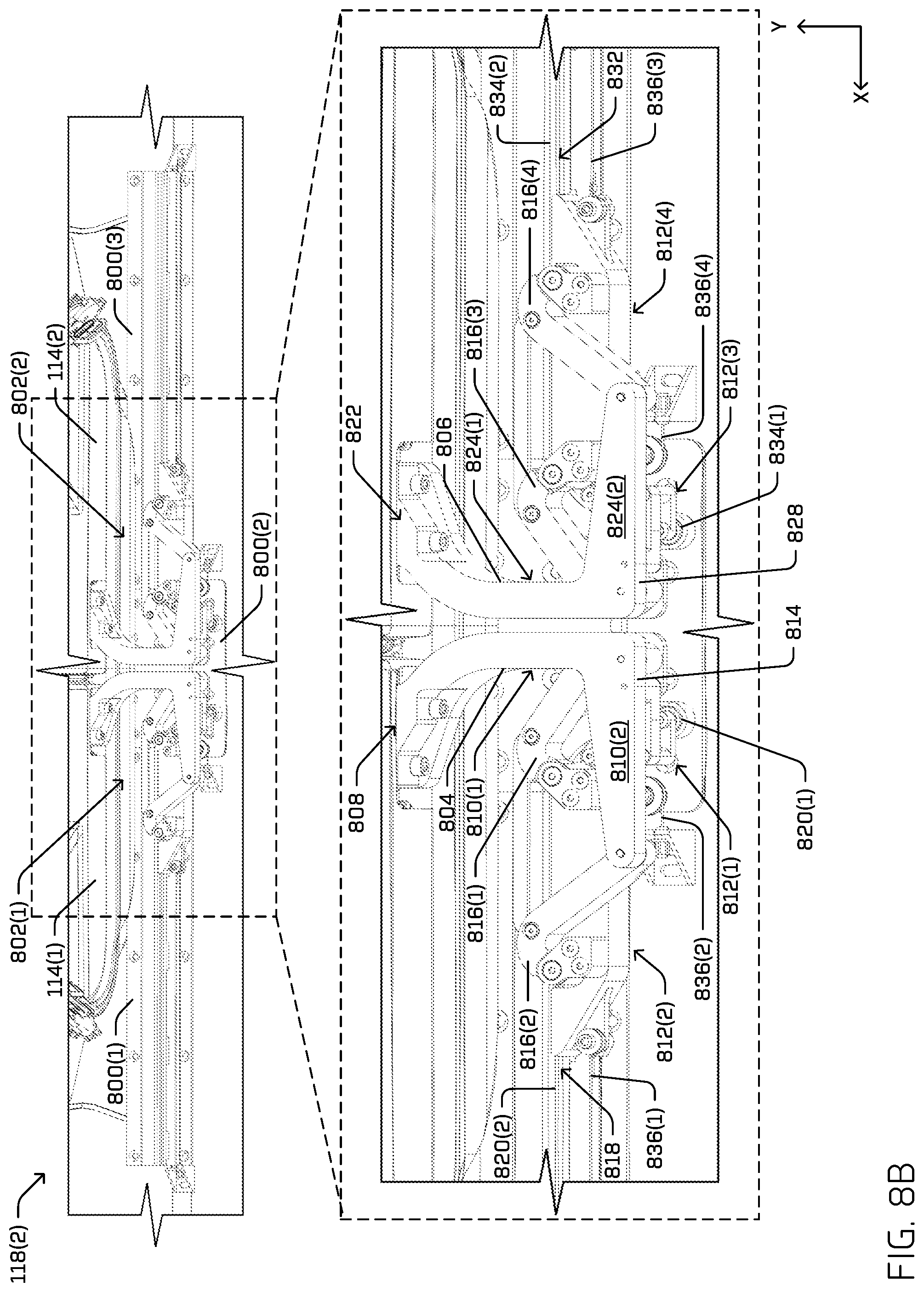 Patent US12104422 Figure 13 – Multi-carriage door actuator mechanism