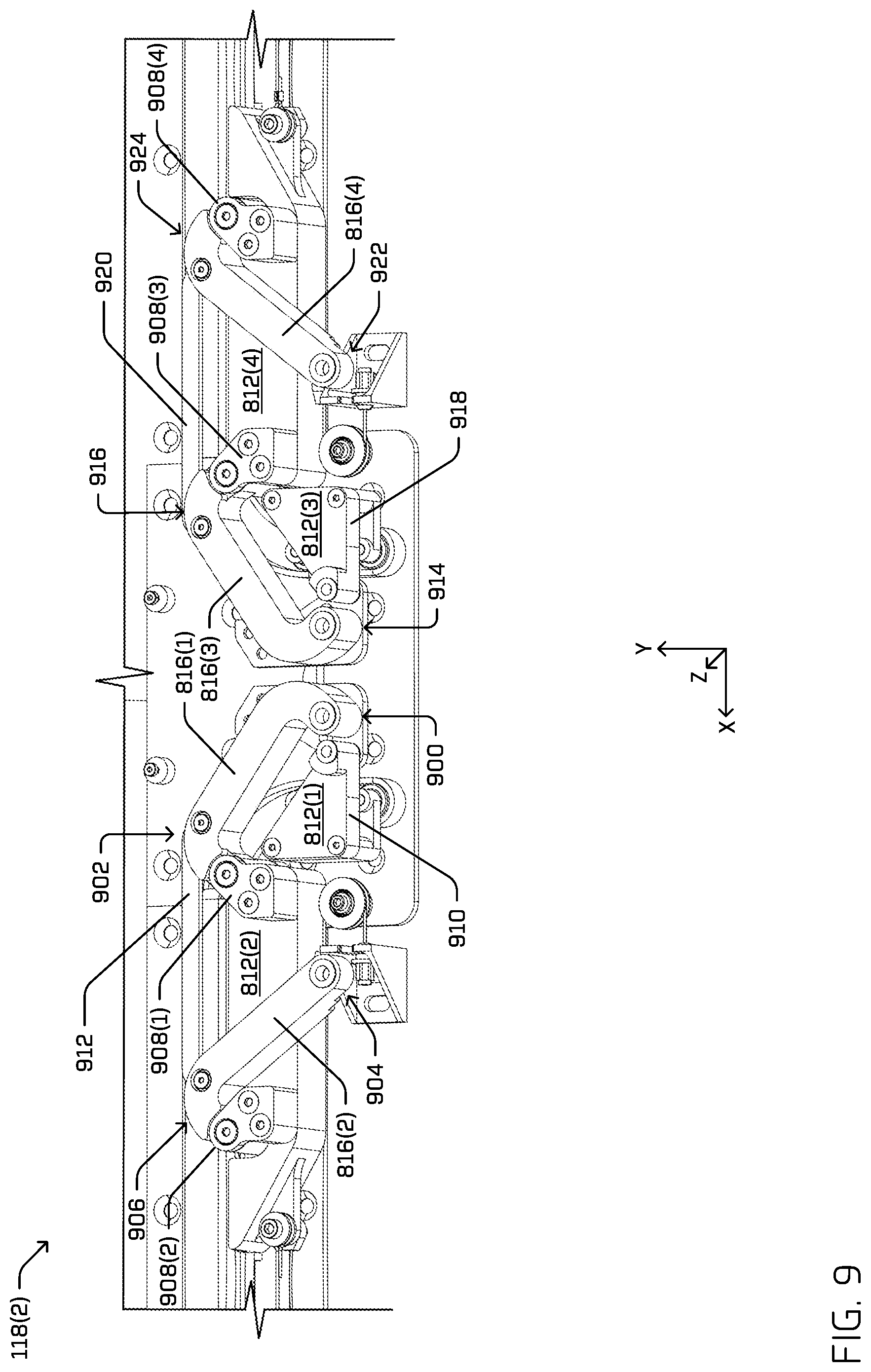 Patent US12104422 Figure 16 – Multi-carriage door actuator mechanism