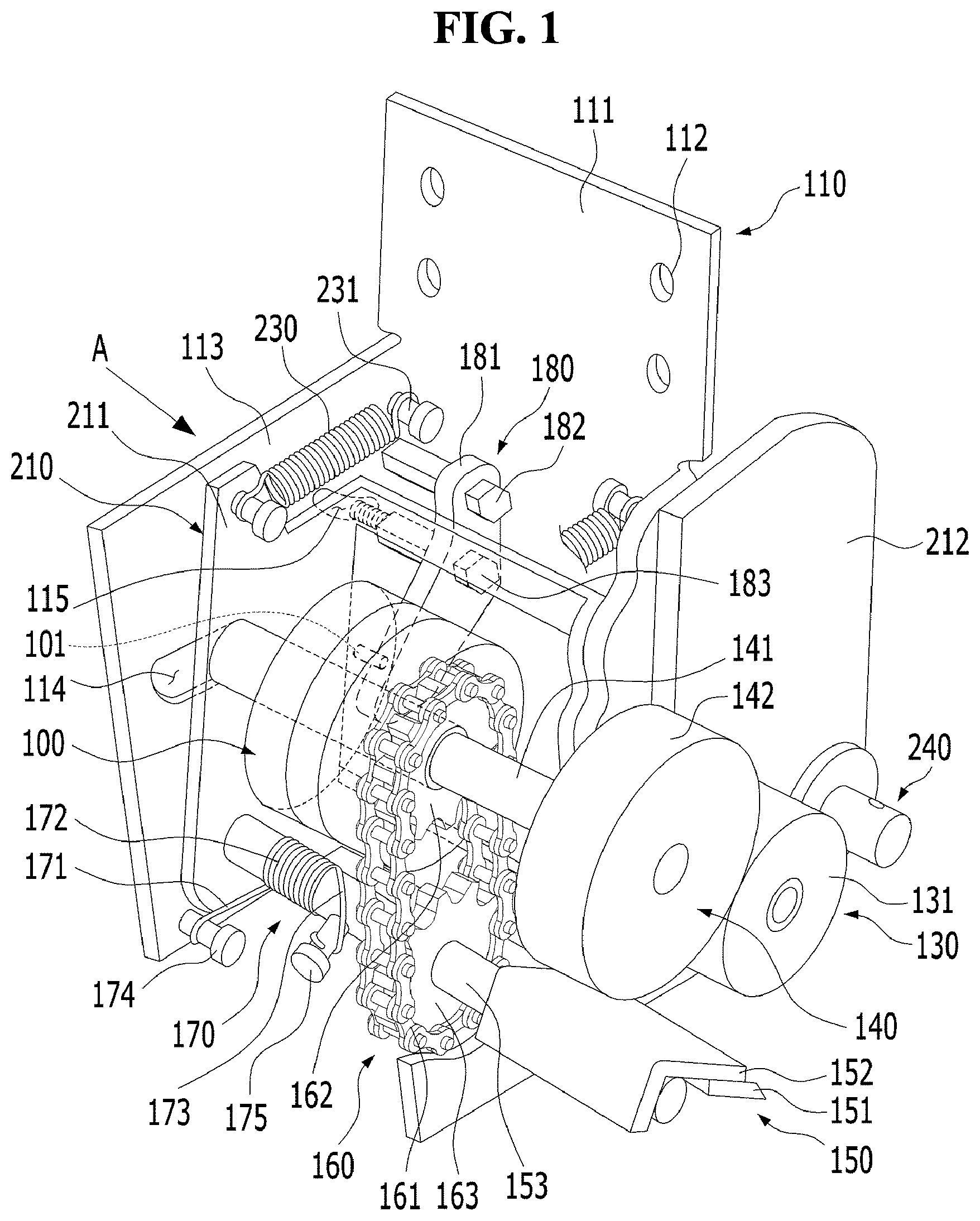 Patent US12104428 Figure 1 – Emergency brake device for occurrence of acceleration of elevator door