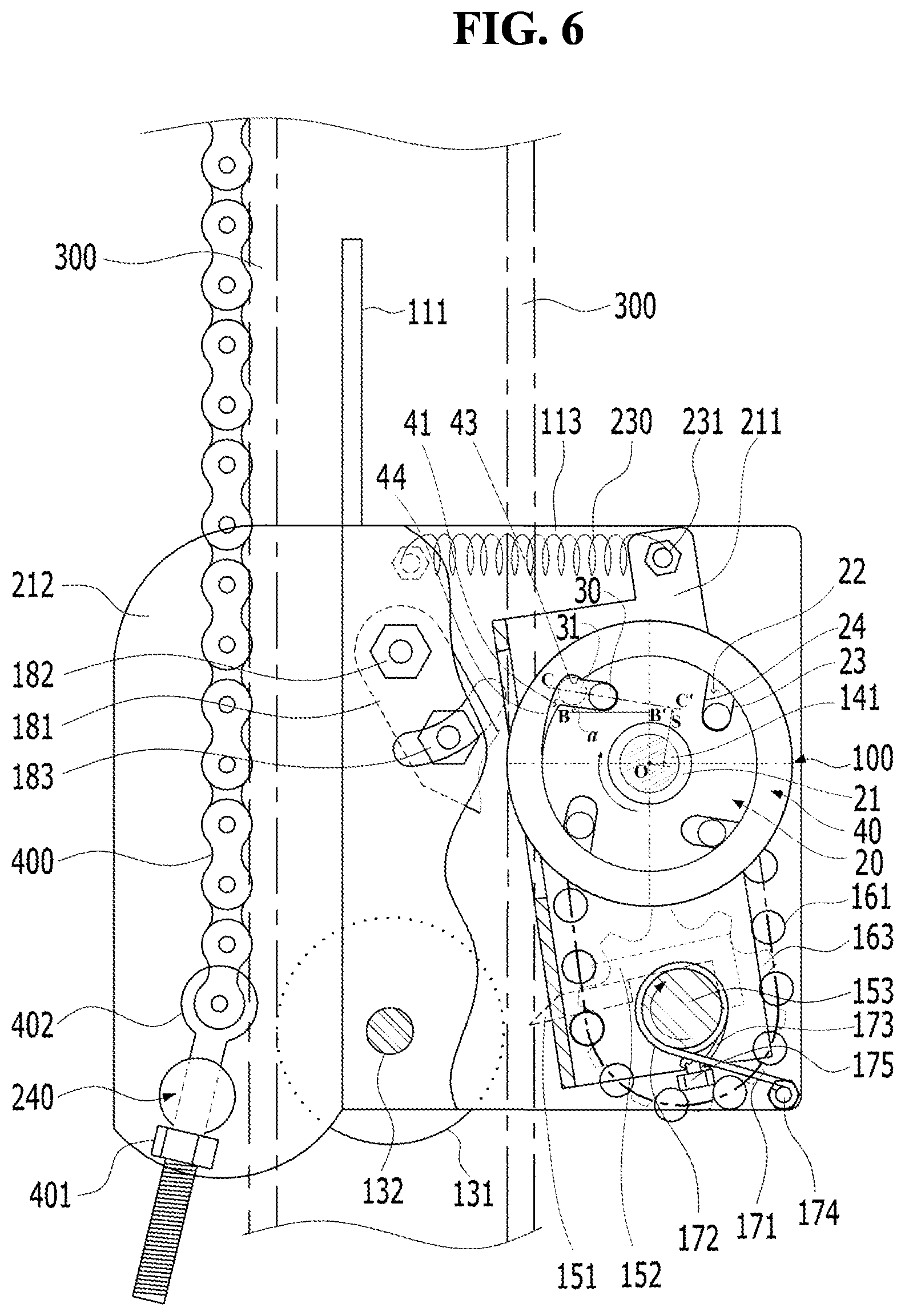 Patent US12104428 Figure 6 – Emergency brake device for occurrence of acceleration of elevator door