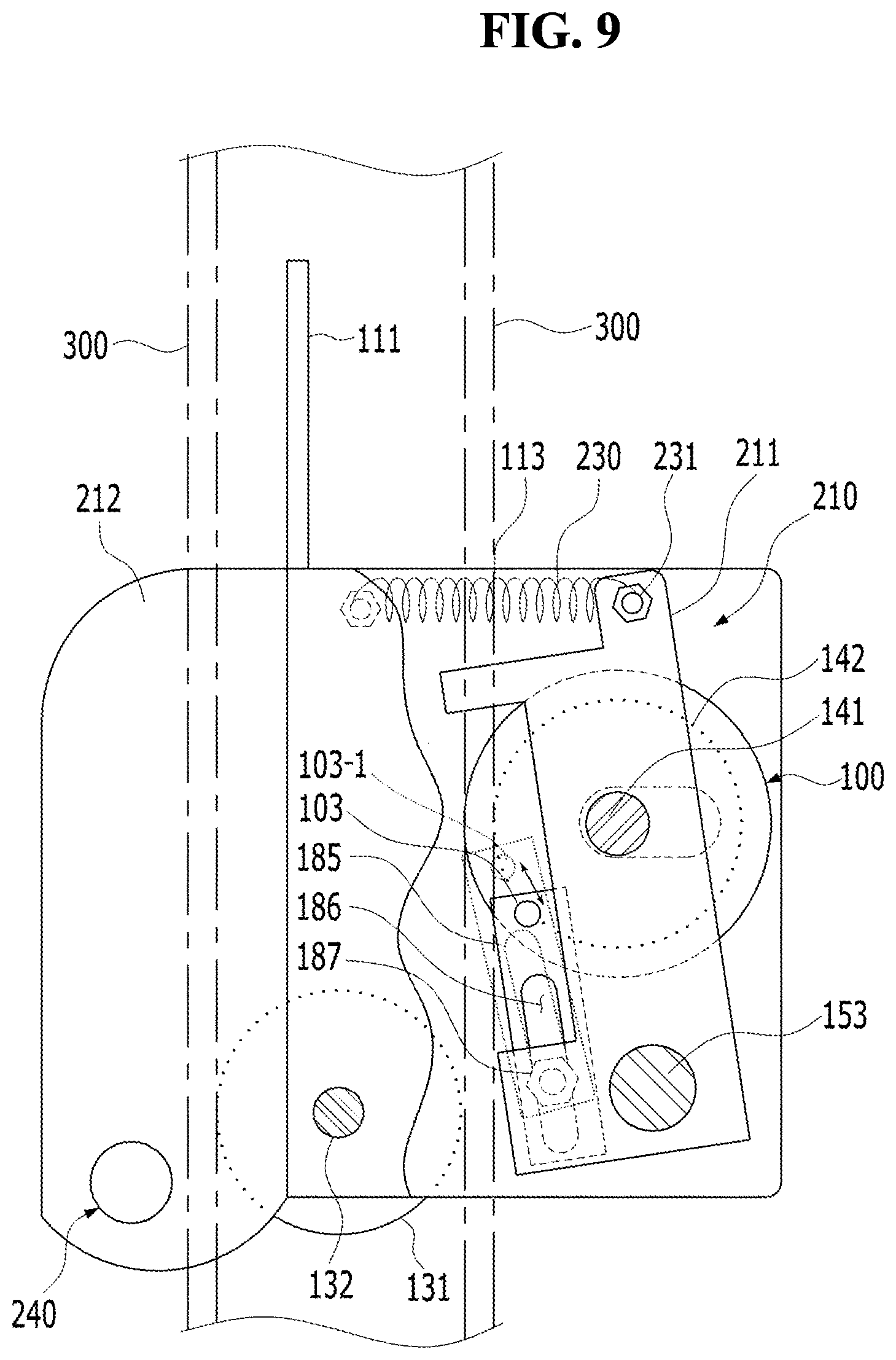 Patent US12104428 Figure 9 – Emergency brake device for occurrence of acceleration of elevator door