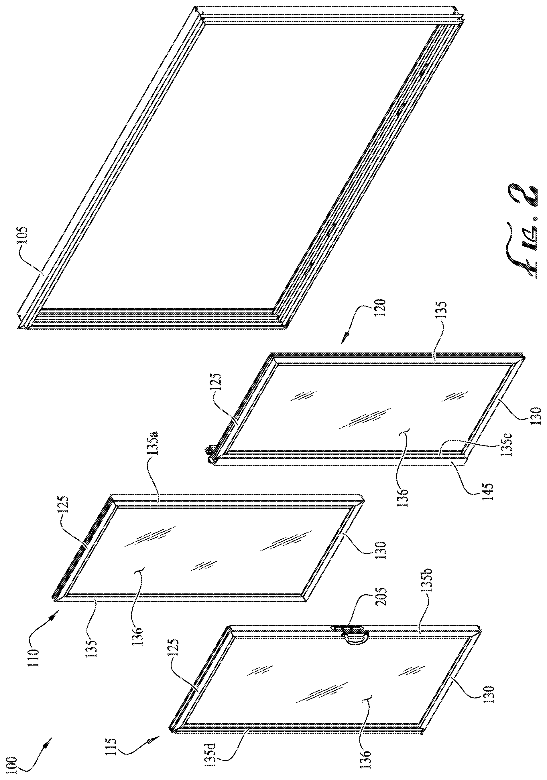 Patent US12104432 Figure 2 – Configurable astragal and snap feature for fenestration systems