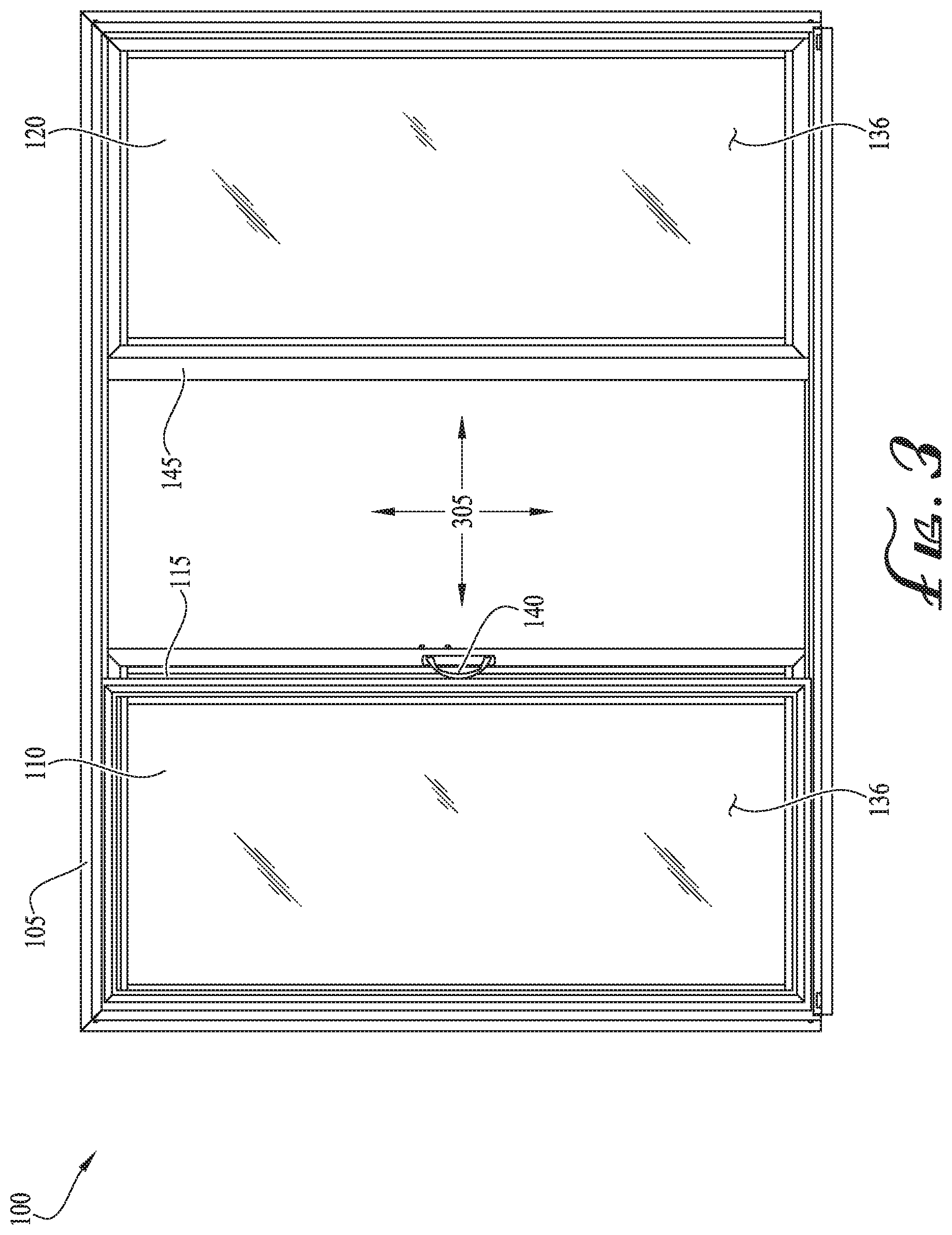 Patent US12104432 Figure 3 – Configurable astragal and snap feature for fenestration systems