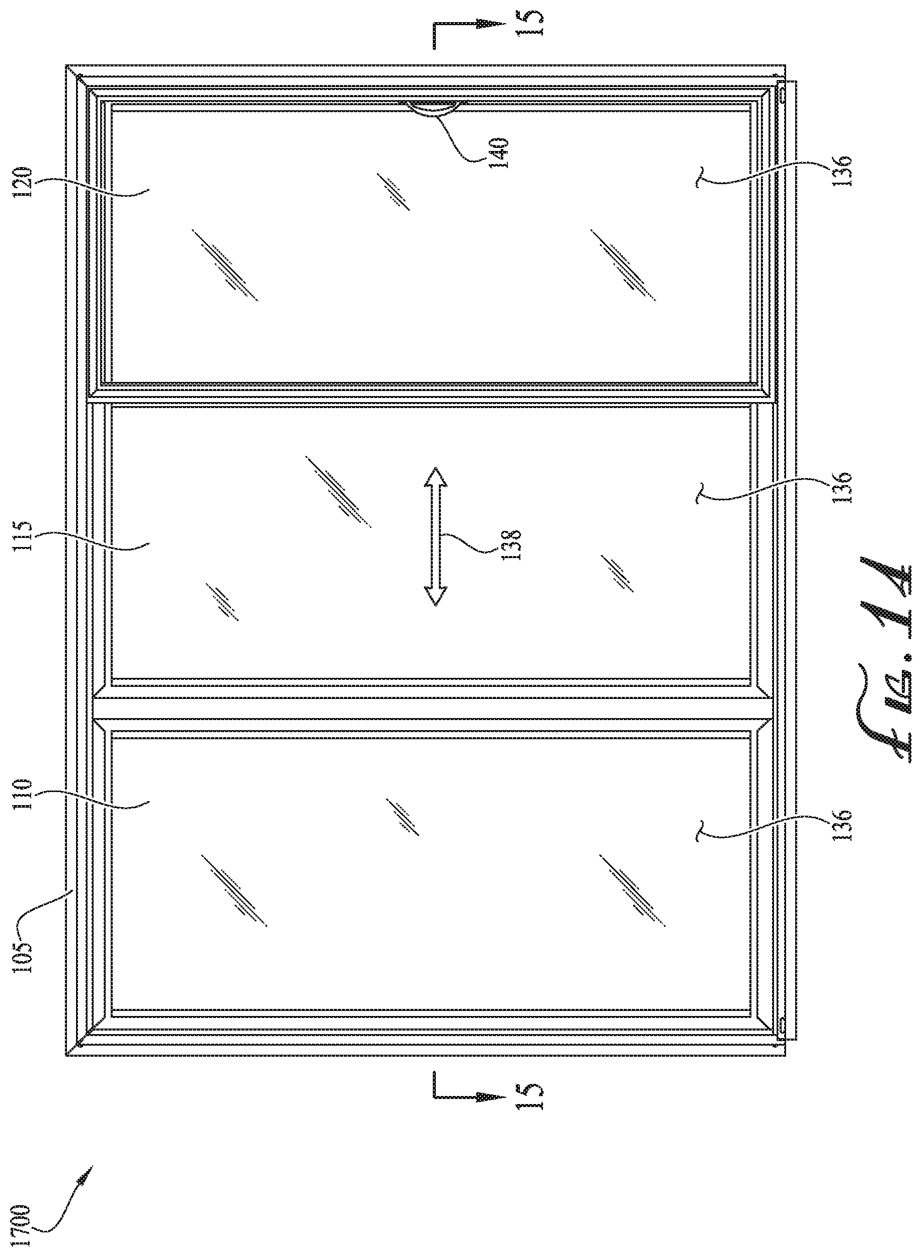 Patent US12104432 Figure 13 – Configurable astragal and snap feature for fenestration systems